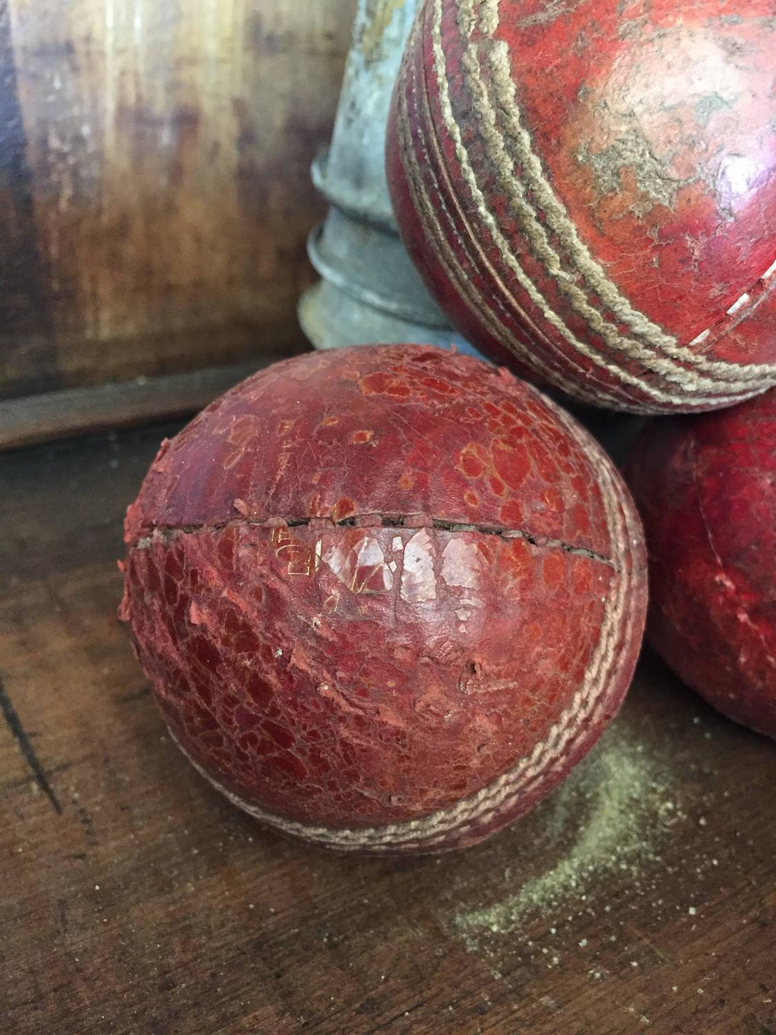 Vintage Red Leather Cricket Balls, United Kingdom, 1950s For Sale at 1stdibs