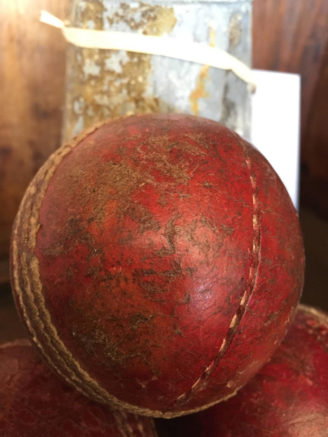 Vintage Red Leather Cricket Balls, United Kingdom, 1950s For Sale at