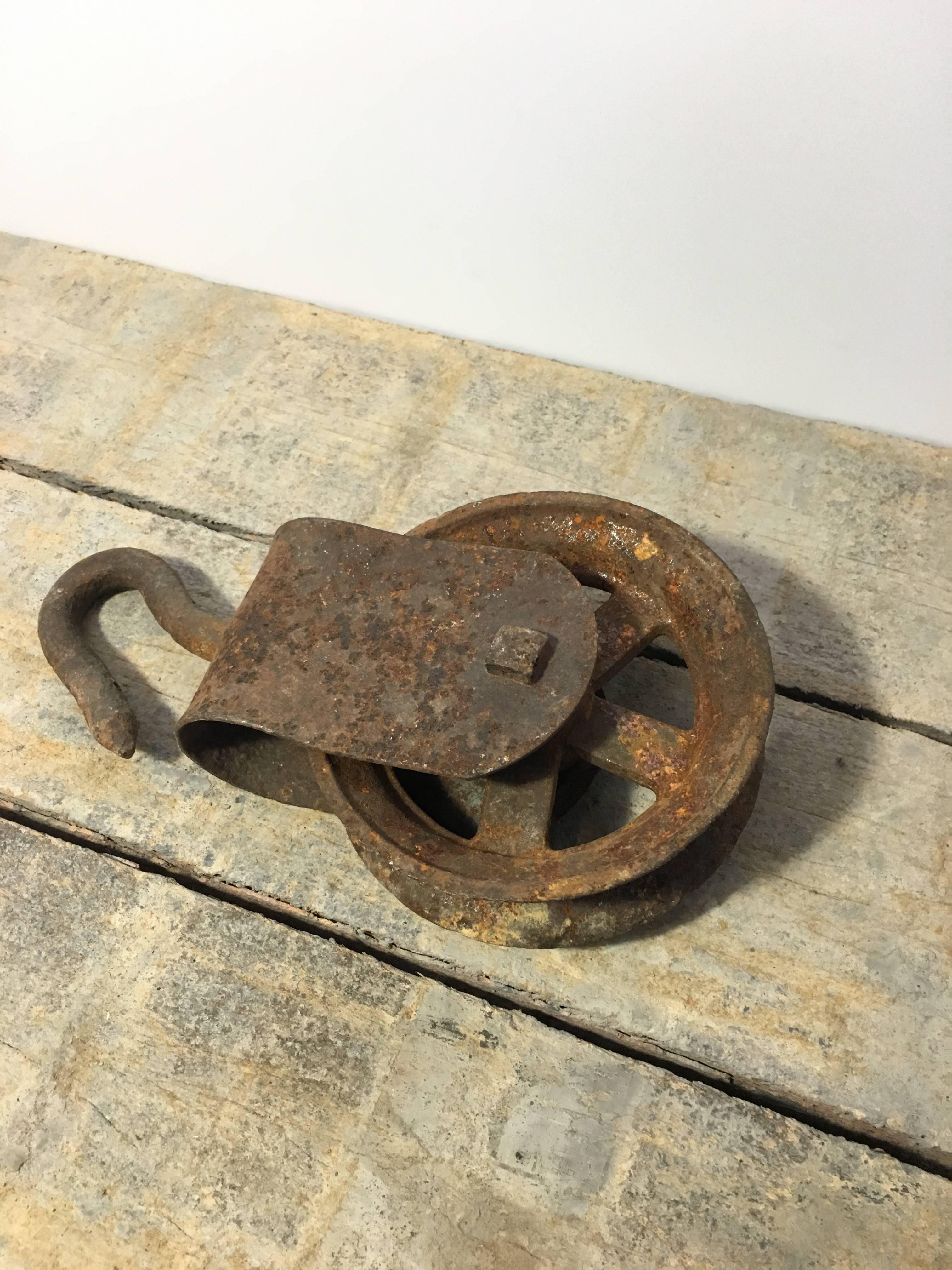 vintage metal pulley