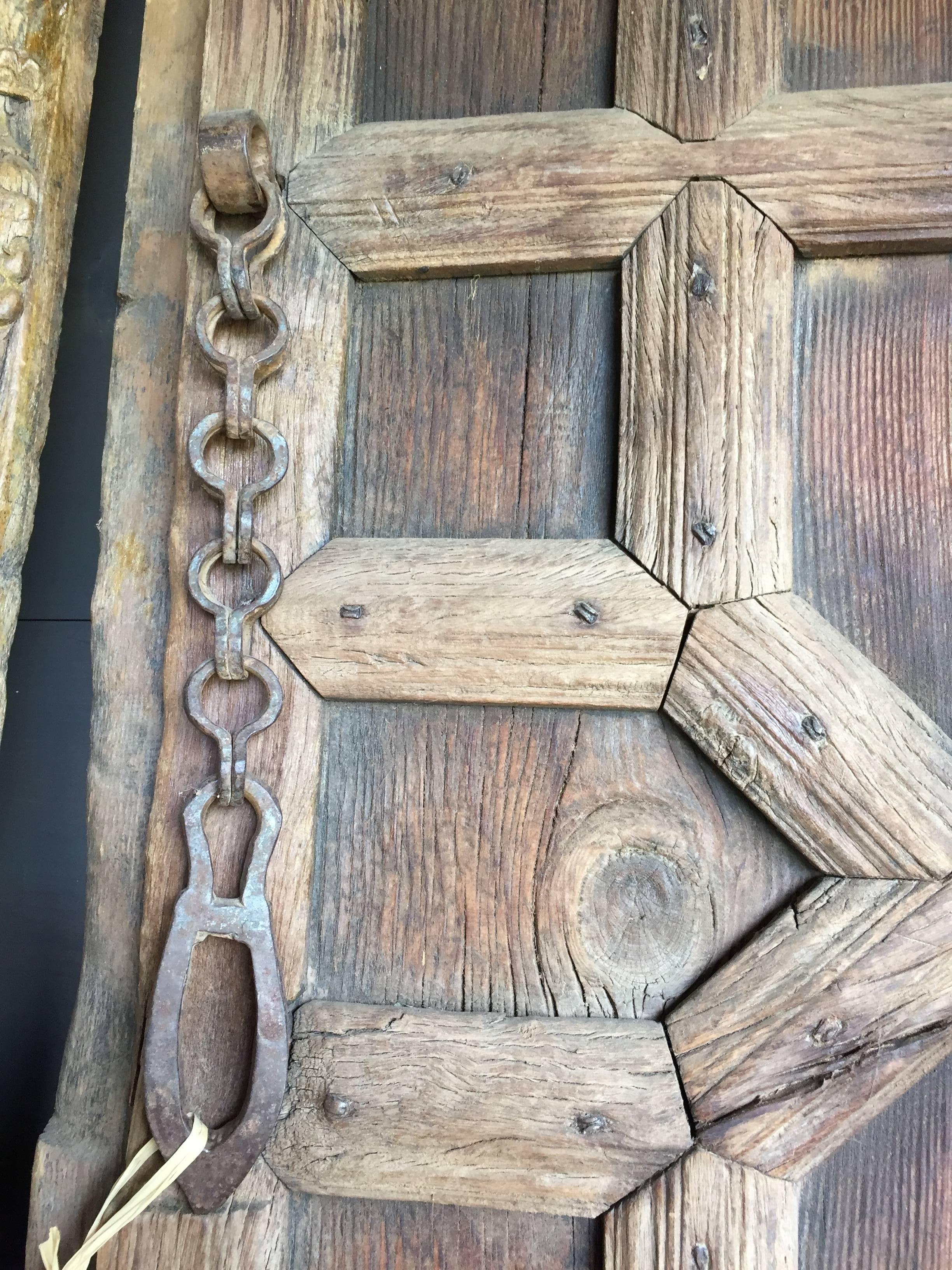 Vintage Carved Wooden Door Panels In Distressed Condition For Sale In Napa, CA