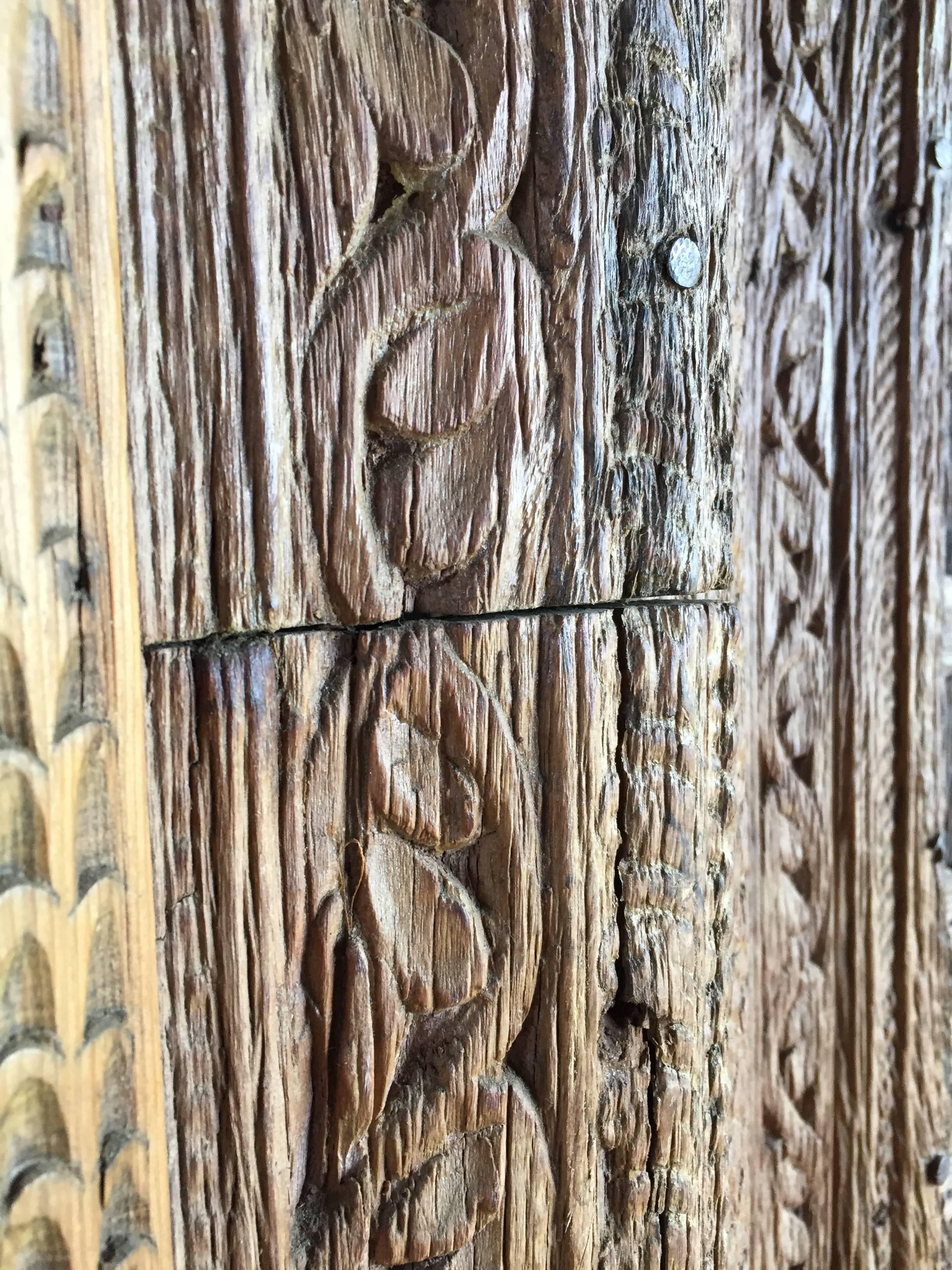 19th Century Vintage Carved Wooden Door Panels For Sale