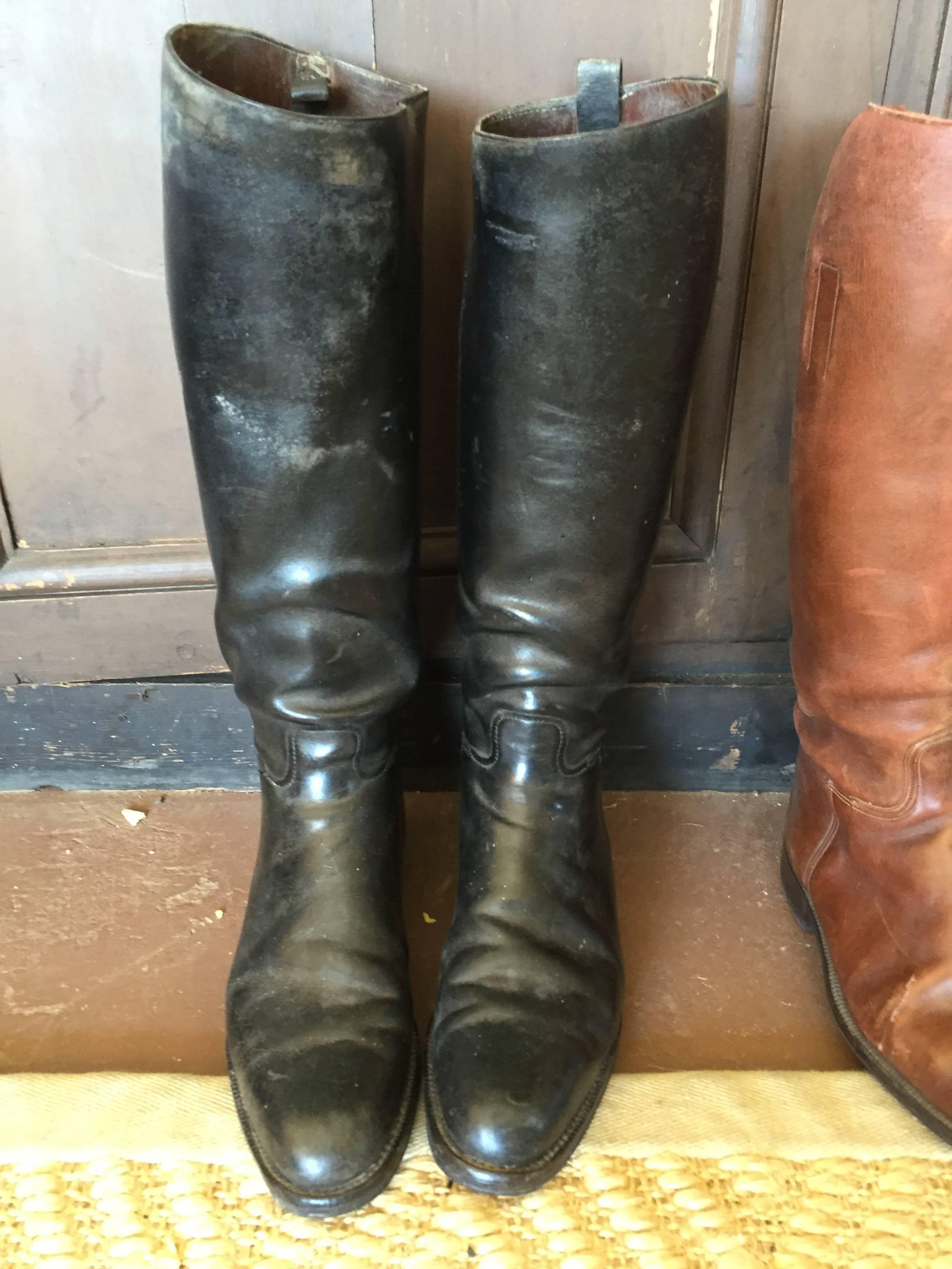 Vintage riding boots. All approximately the same size; please inquire for individual details. Priced per pair.