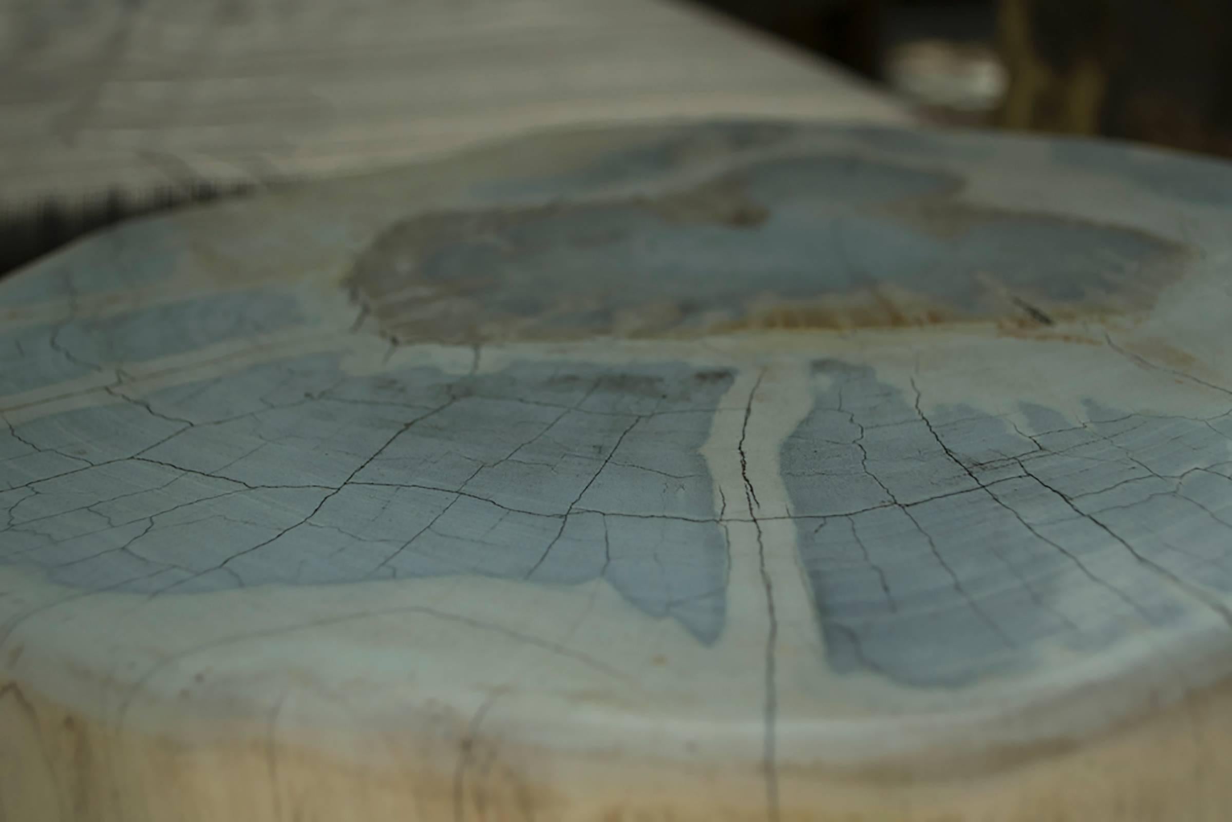 Large White Petrified Wood Side Table In Excellent Condition In Napa, CA