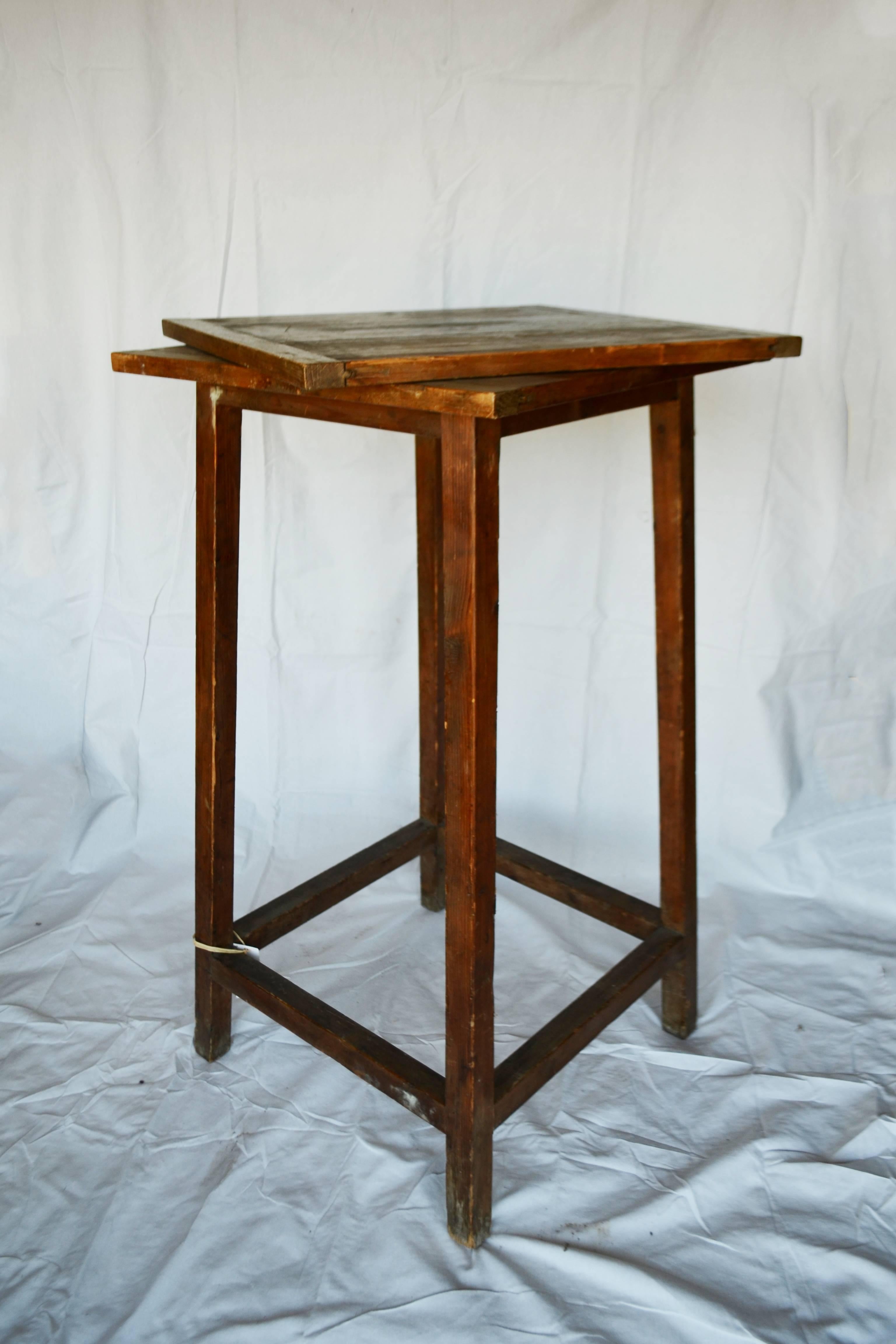 Vintage wood swivel-top artist stand, mid-20th century.