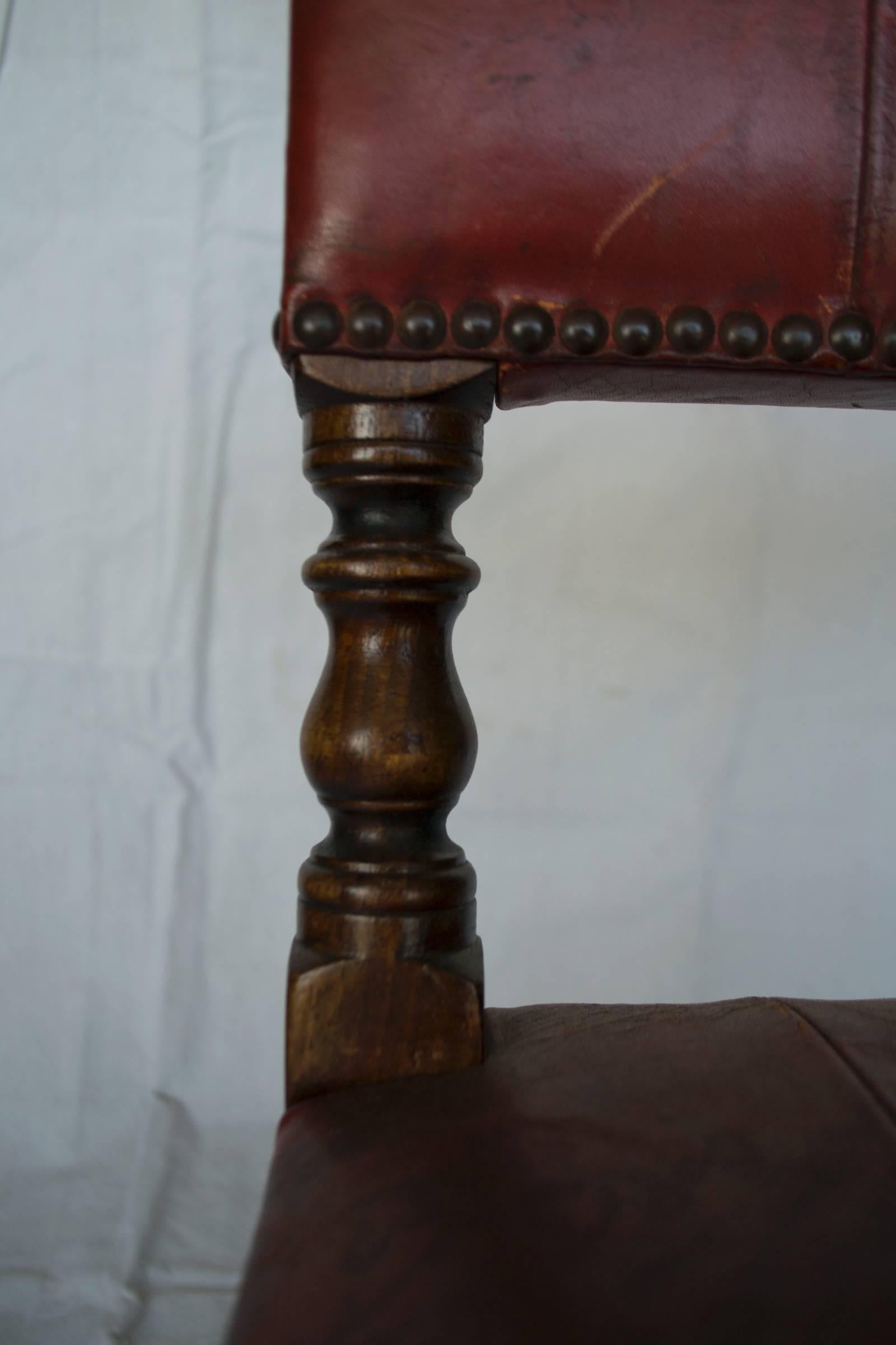 Wood and Leather, 19th Century Child's Chair For Sale 2