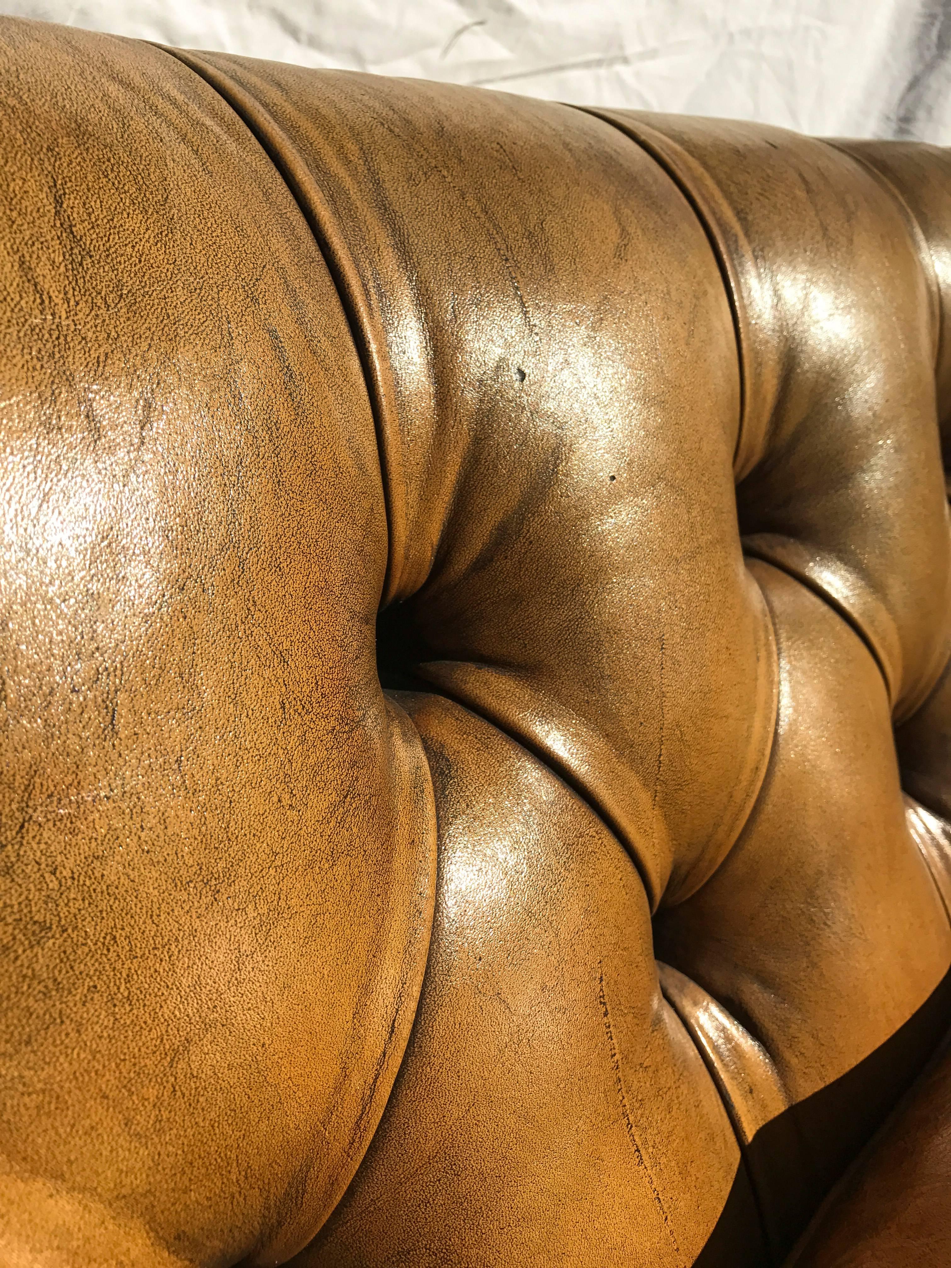 Curved Leather Chesterfield, circa Early 20th Century For Sale 2