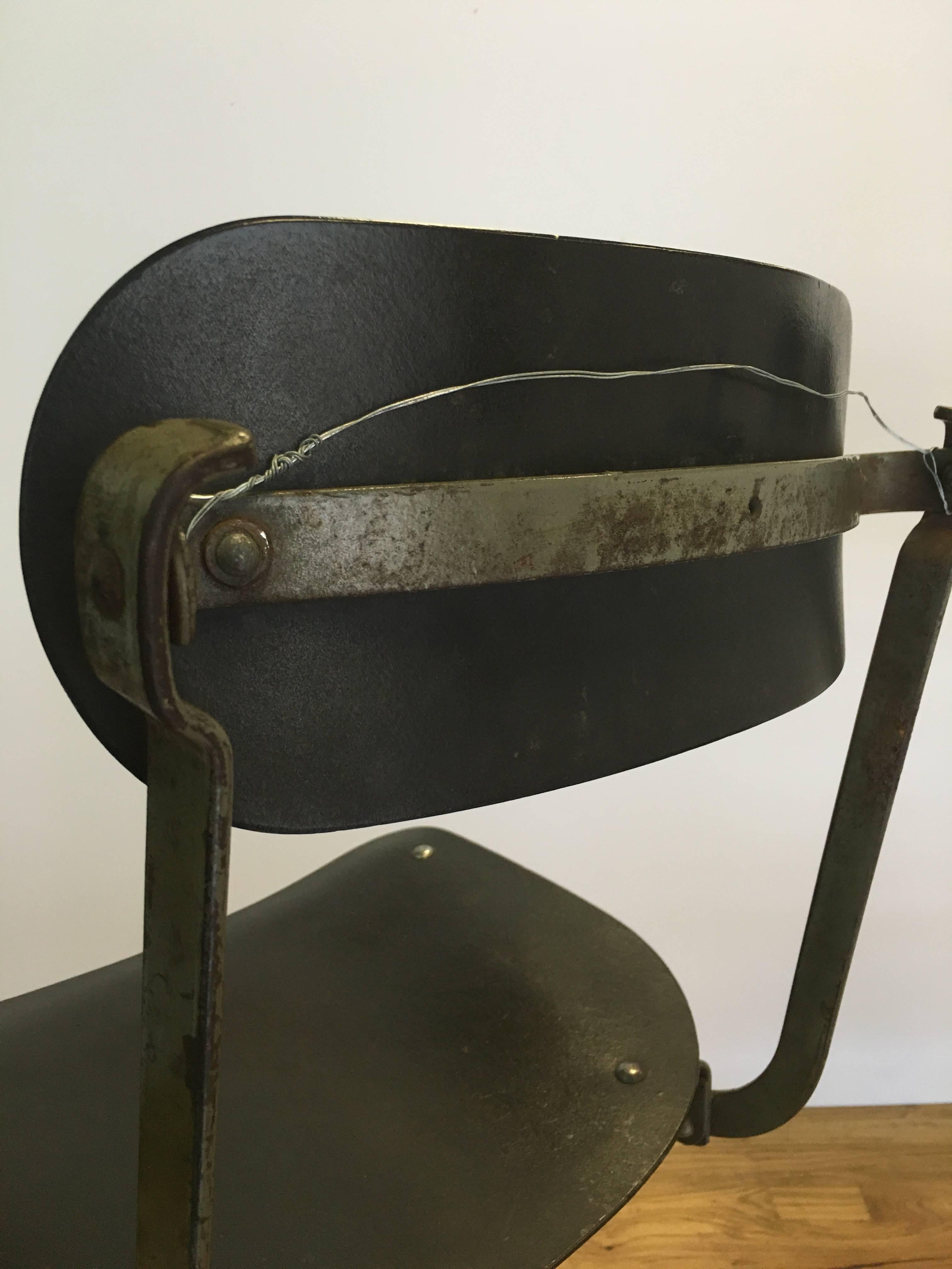 Metal Set of Four Vintage Black Veneer Ergonomic Chairs, c. 1920s