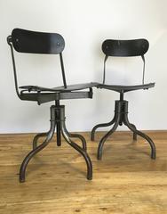 Set of Four Vintage Black Veneer Ergonomic Chairs, c. 1920s