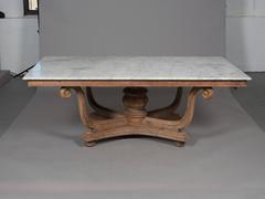1930s English Marble-Top Dining Table