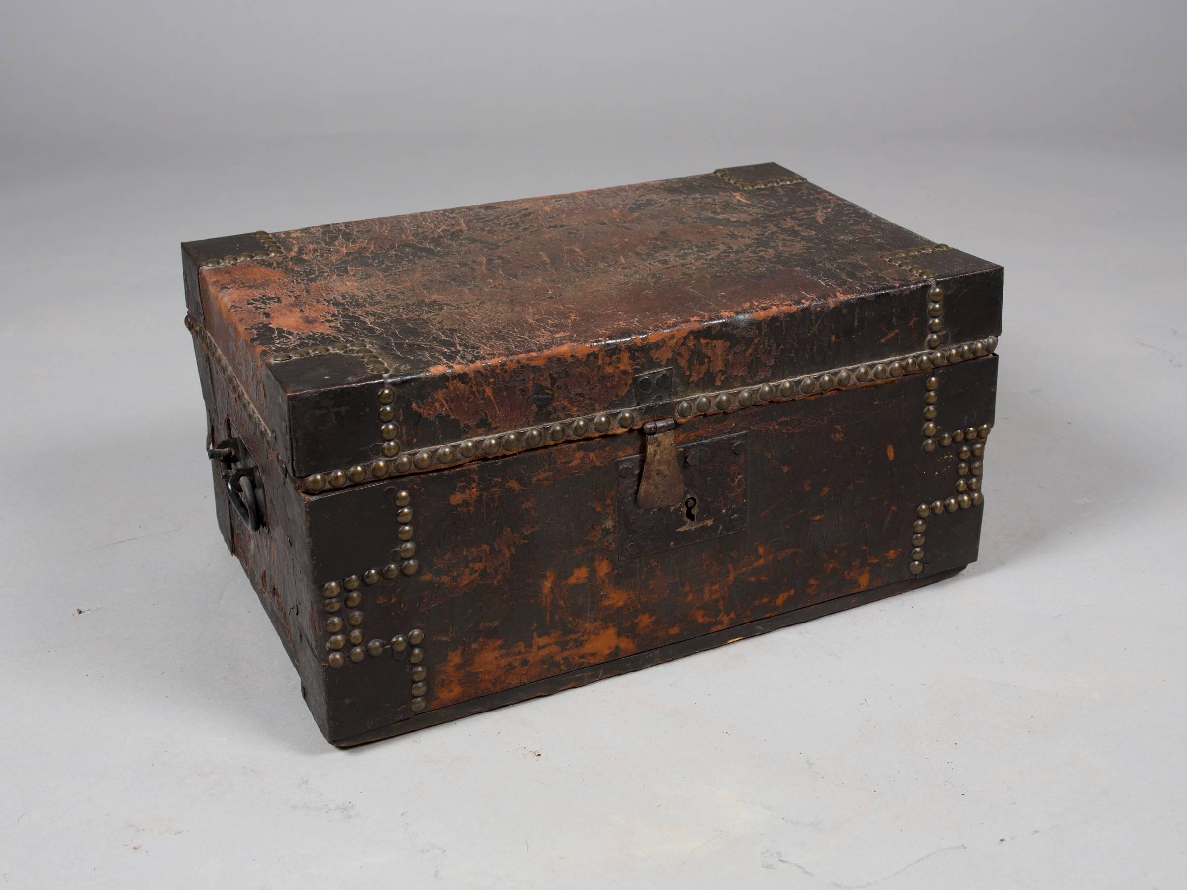 Collection of 19th Century Hide and Leather Trunks For Sale 5