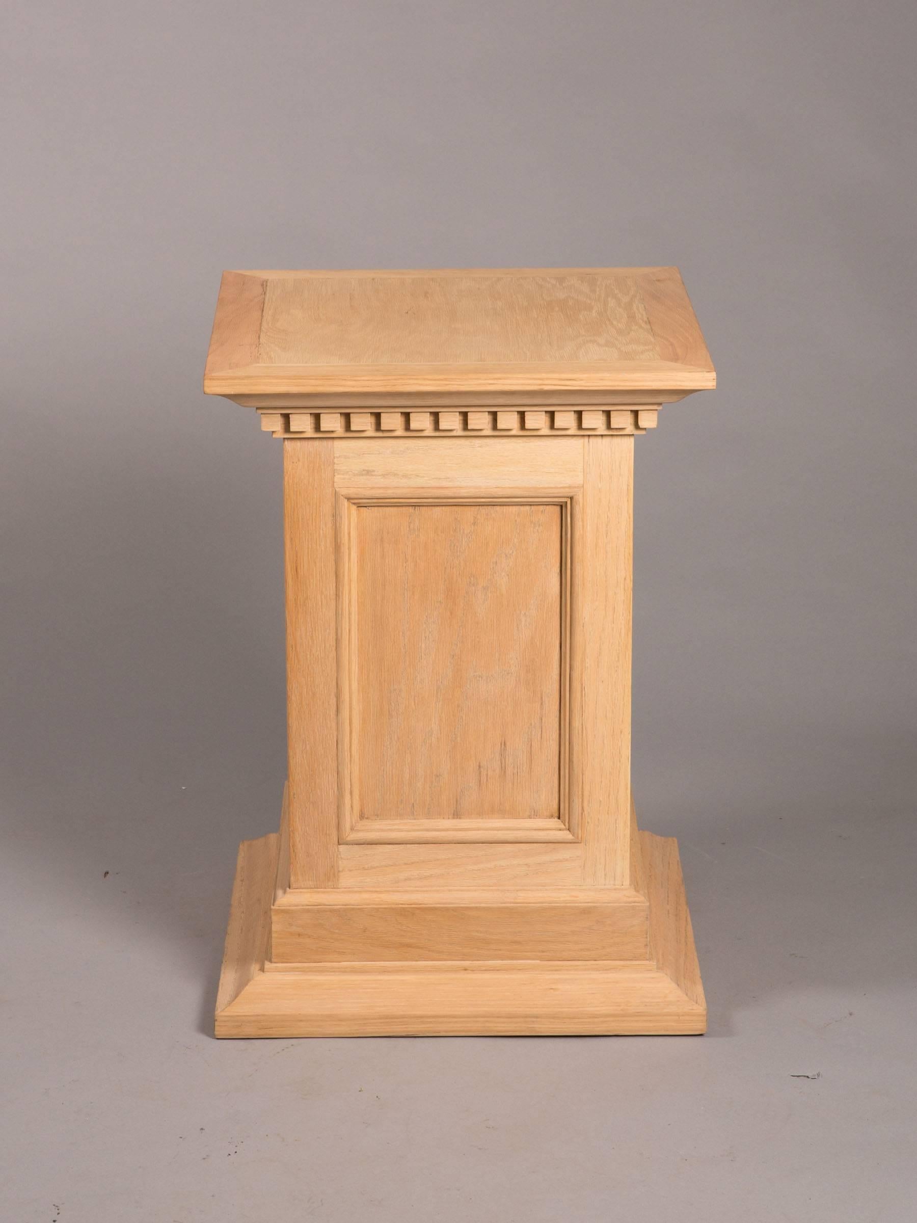 Mid-Century Modern Neoclassical Style Raw Oak Pedestals