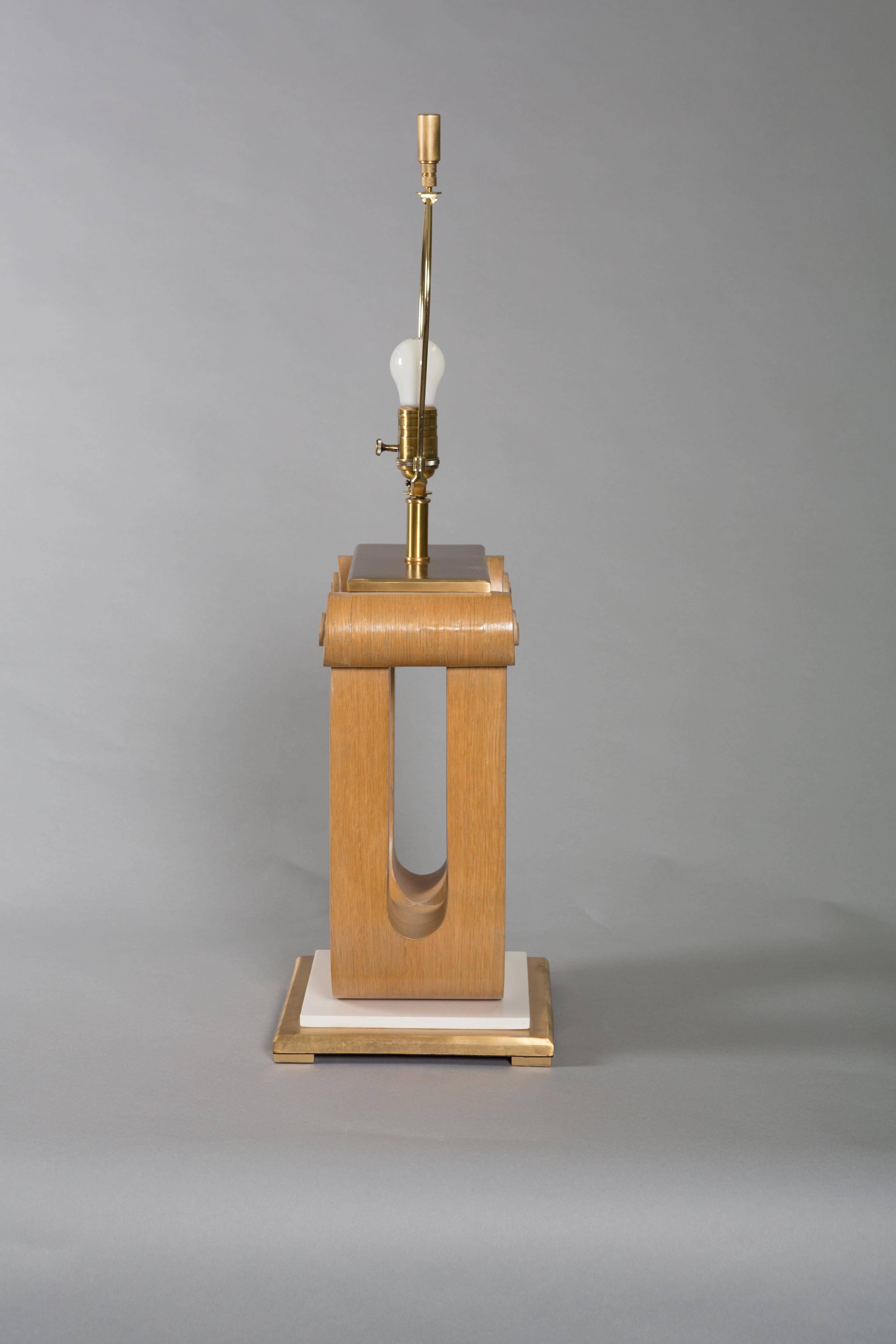 Mid-20th Century Pair of Art Deco Cerused Oak Table Lamps