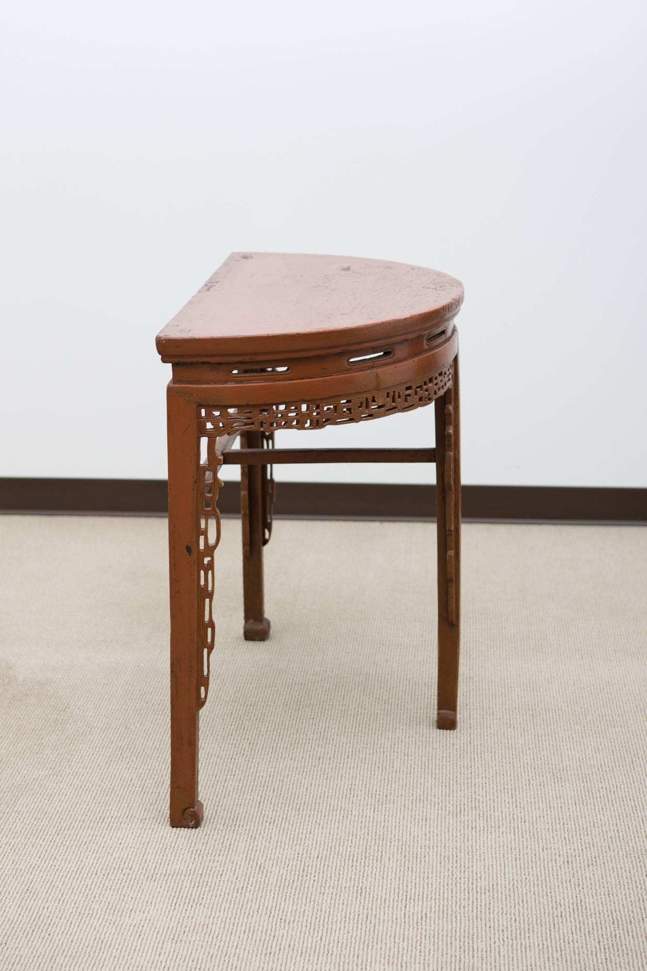 19th Century Chinese Demilune Console In Good Condition In New York, NY