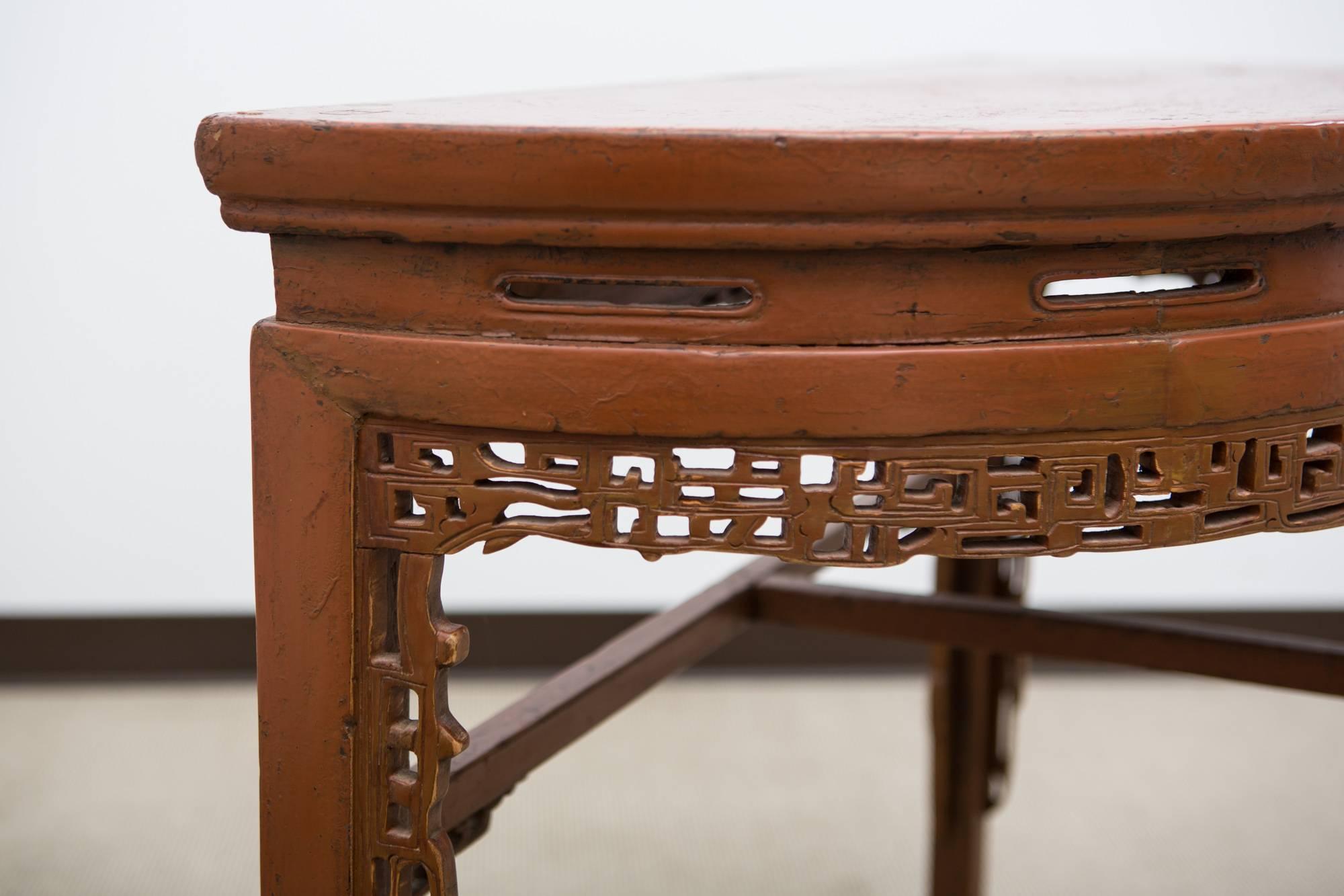 Wood 19th Century Chinese Demilune Console