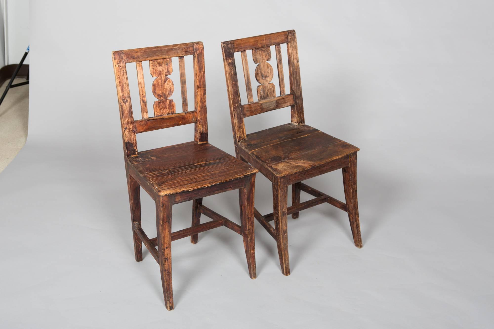 Wood Set of Four 19th Century, Latin American Dining Chairs