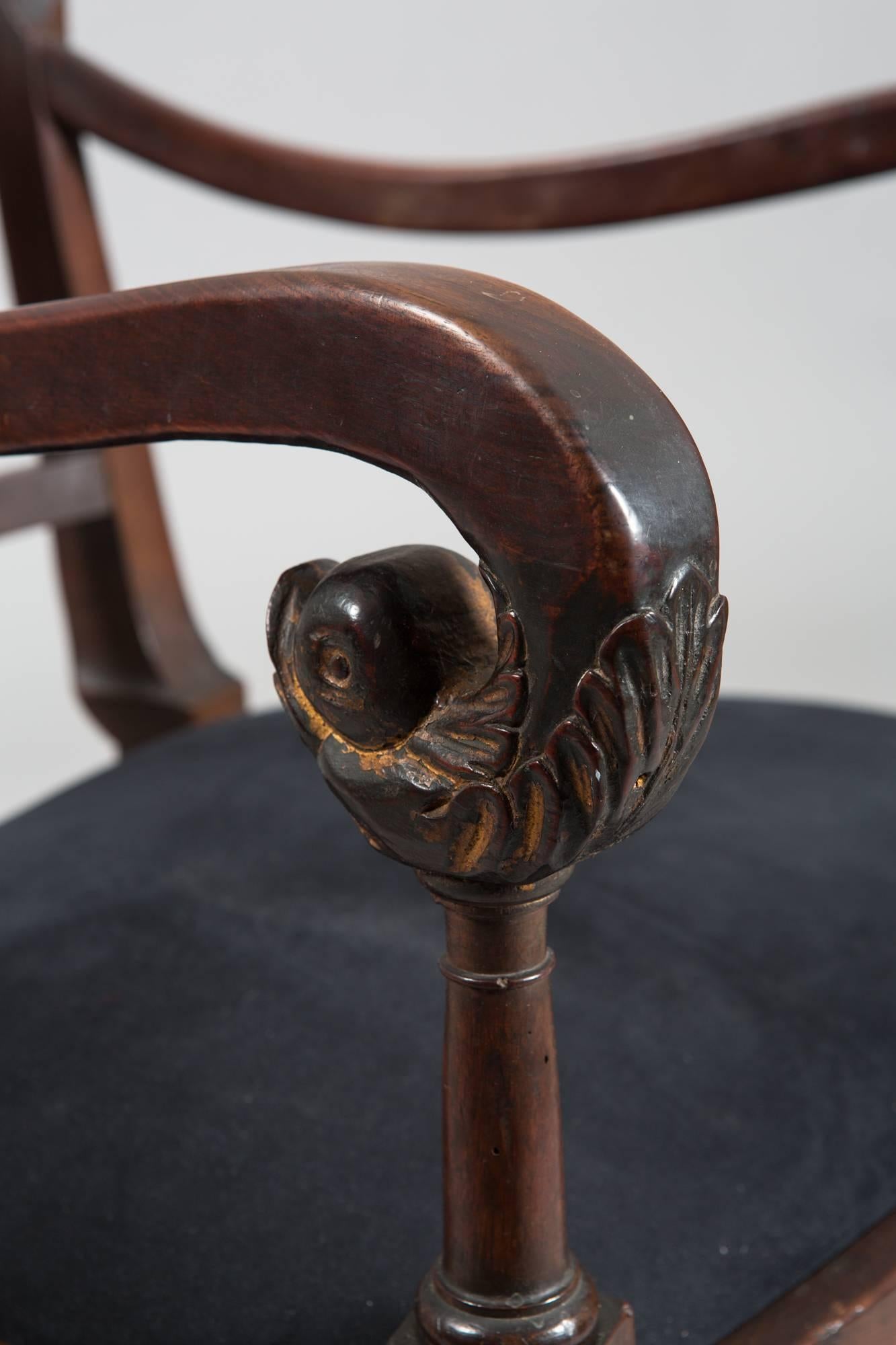 19th Century Directoire Style with Gilt Swan Carved Back 3
