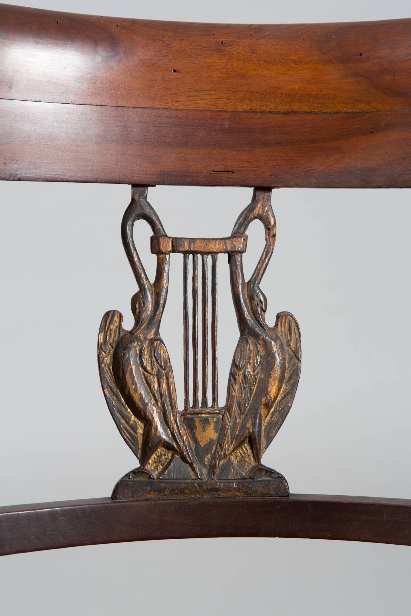 19th Century Directoire Style with Gilt Swan Carved Back 2