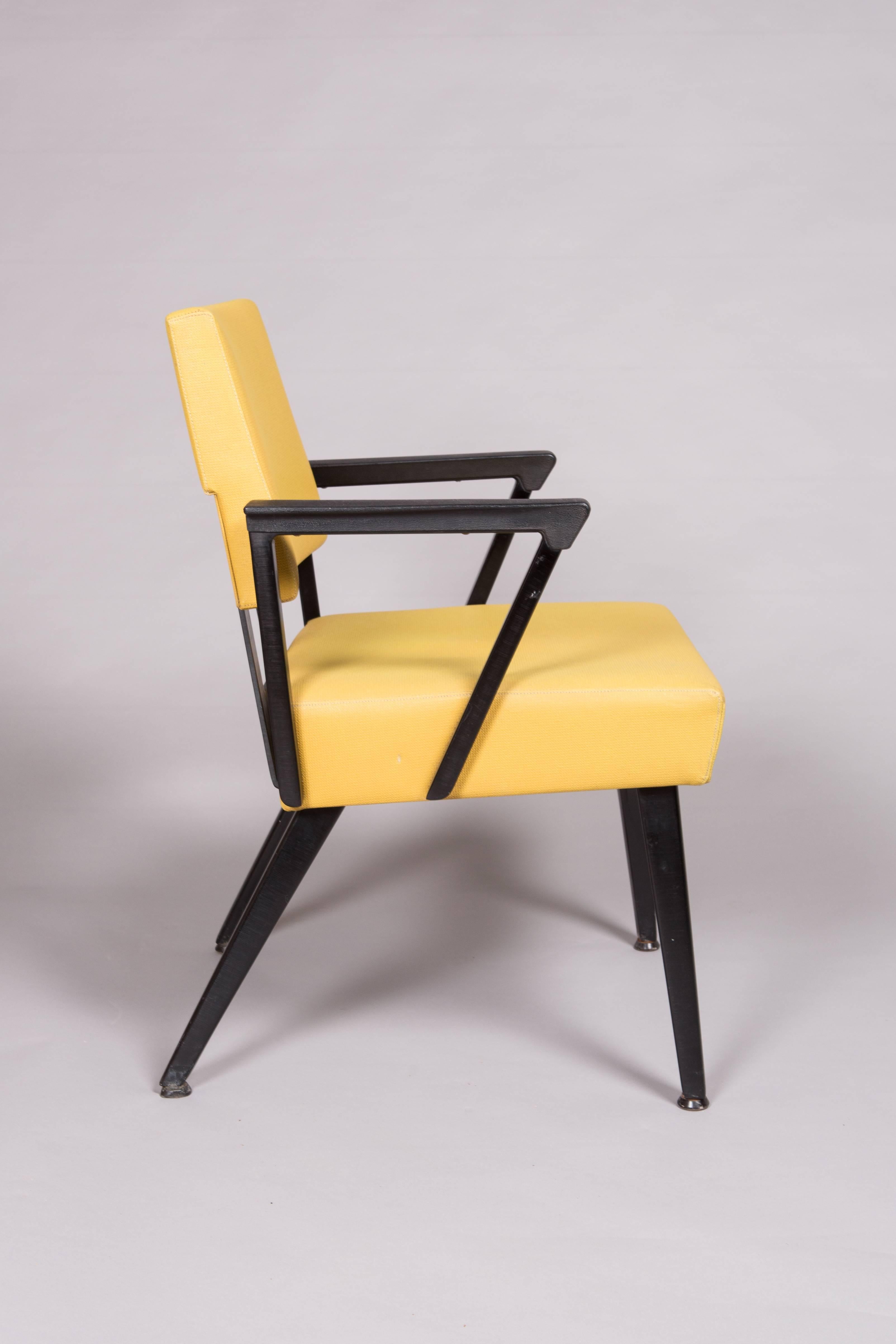 Mid-Century Modern Original Yellow and Black Midcentury Armchairs