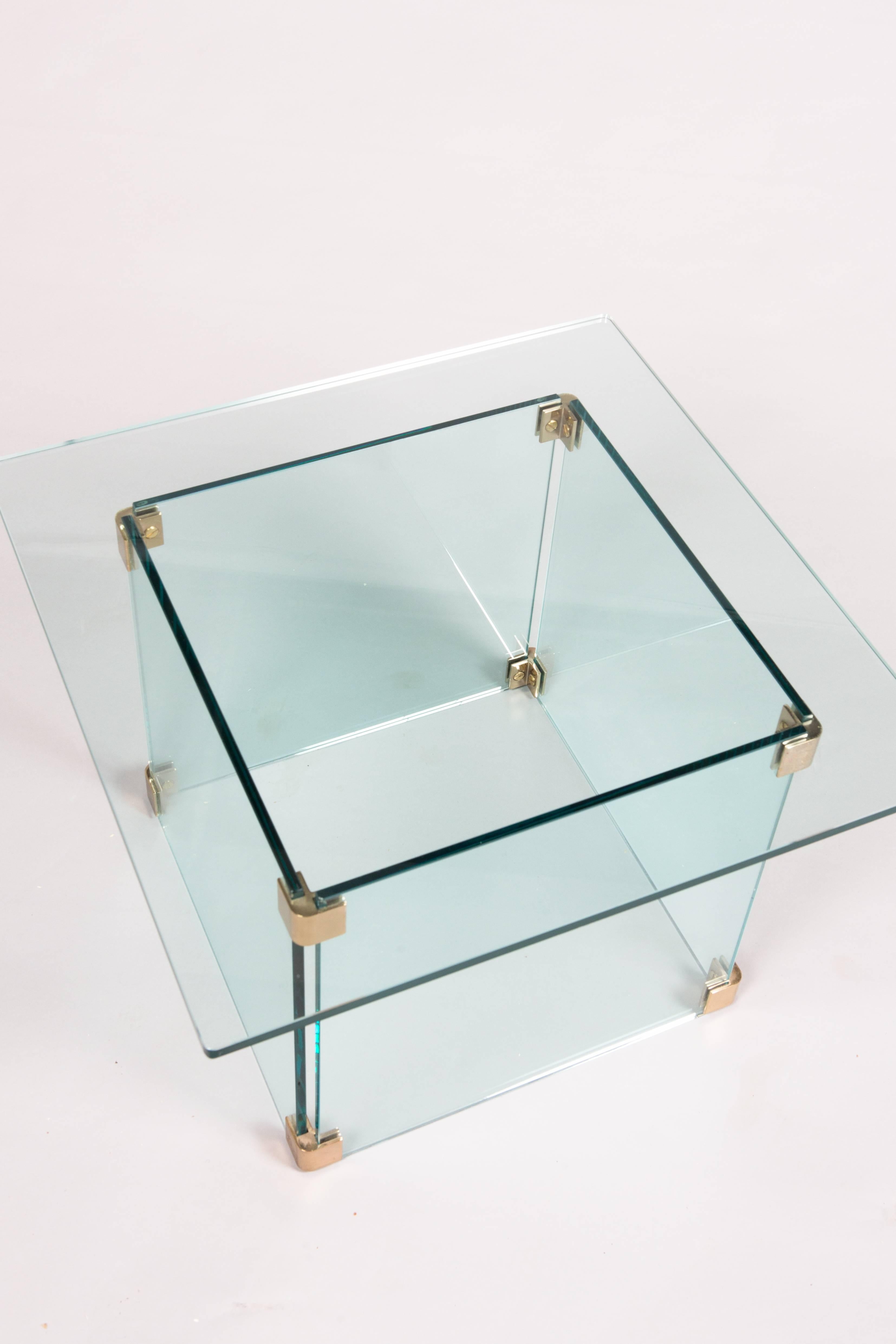 Late 20th Century Sculptural Pace Collection Glass and Chrome Side Table