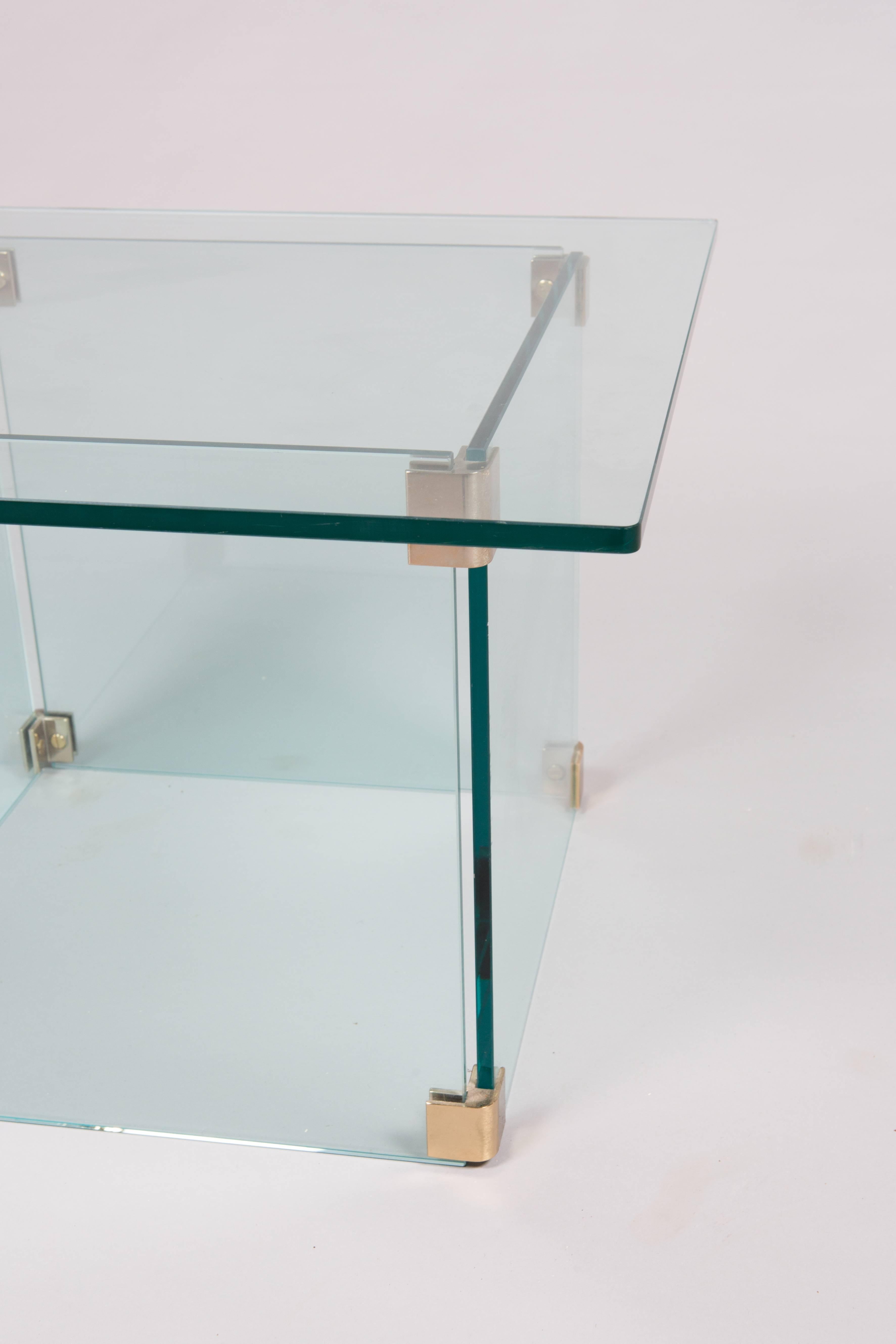 Mid-Century Modern Sculptural Pace Collection Glass and Chrome Side Table