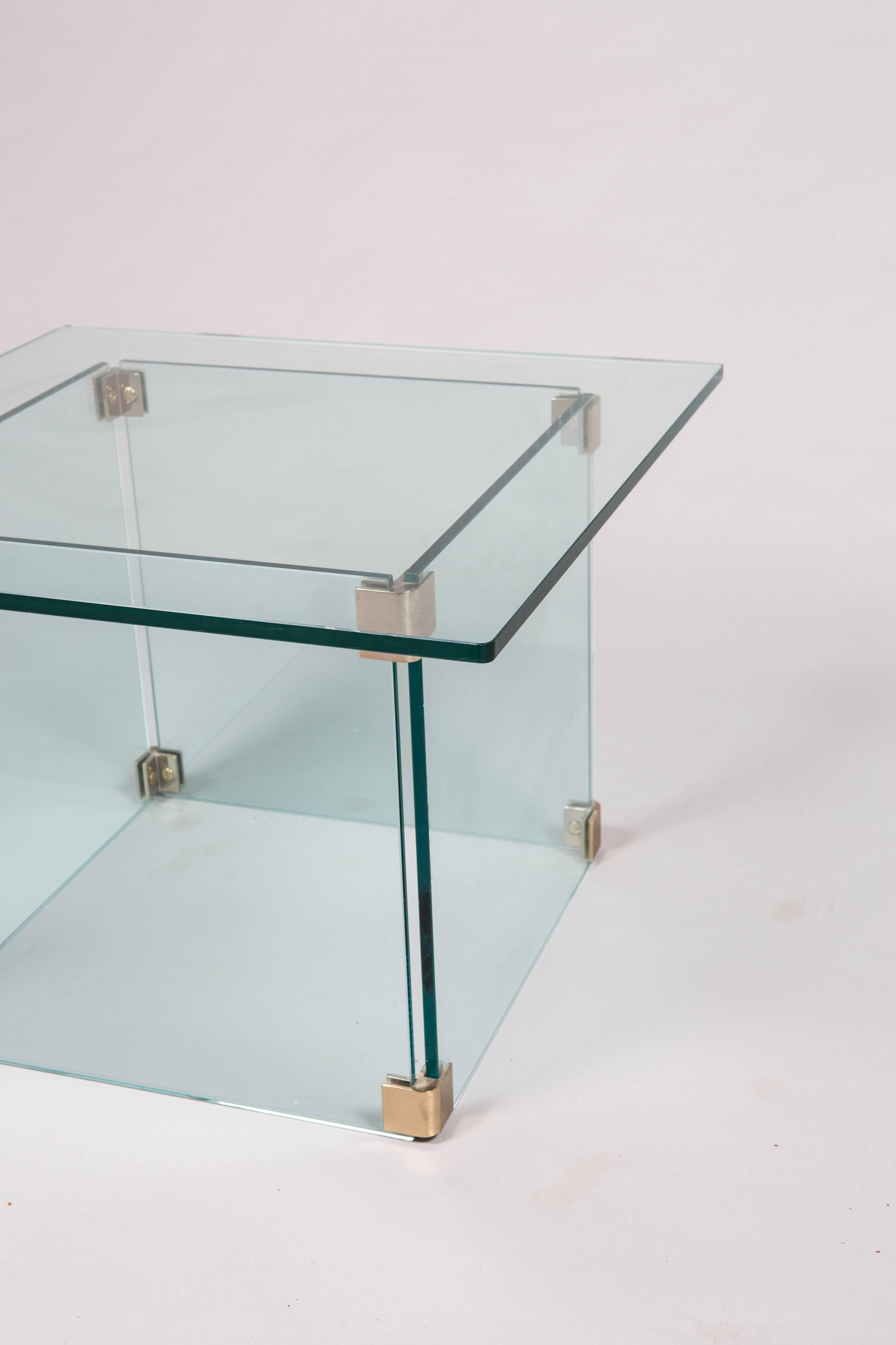 American Sculptural Pace Collection Glass and Chrome Side Table