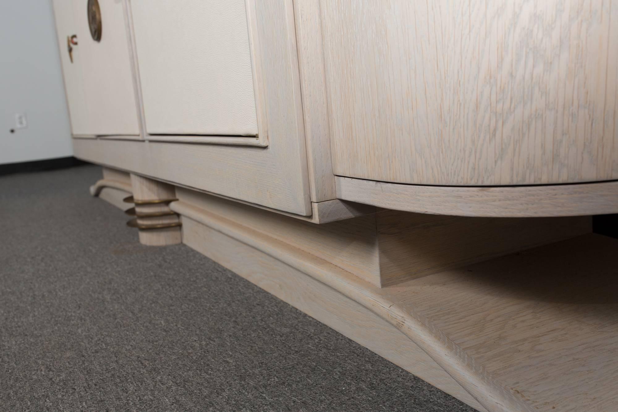 French Cerused Oak Sideboard with Custom Leather Panels 5