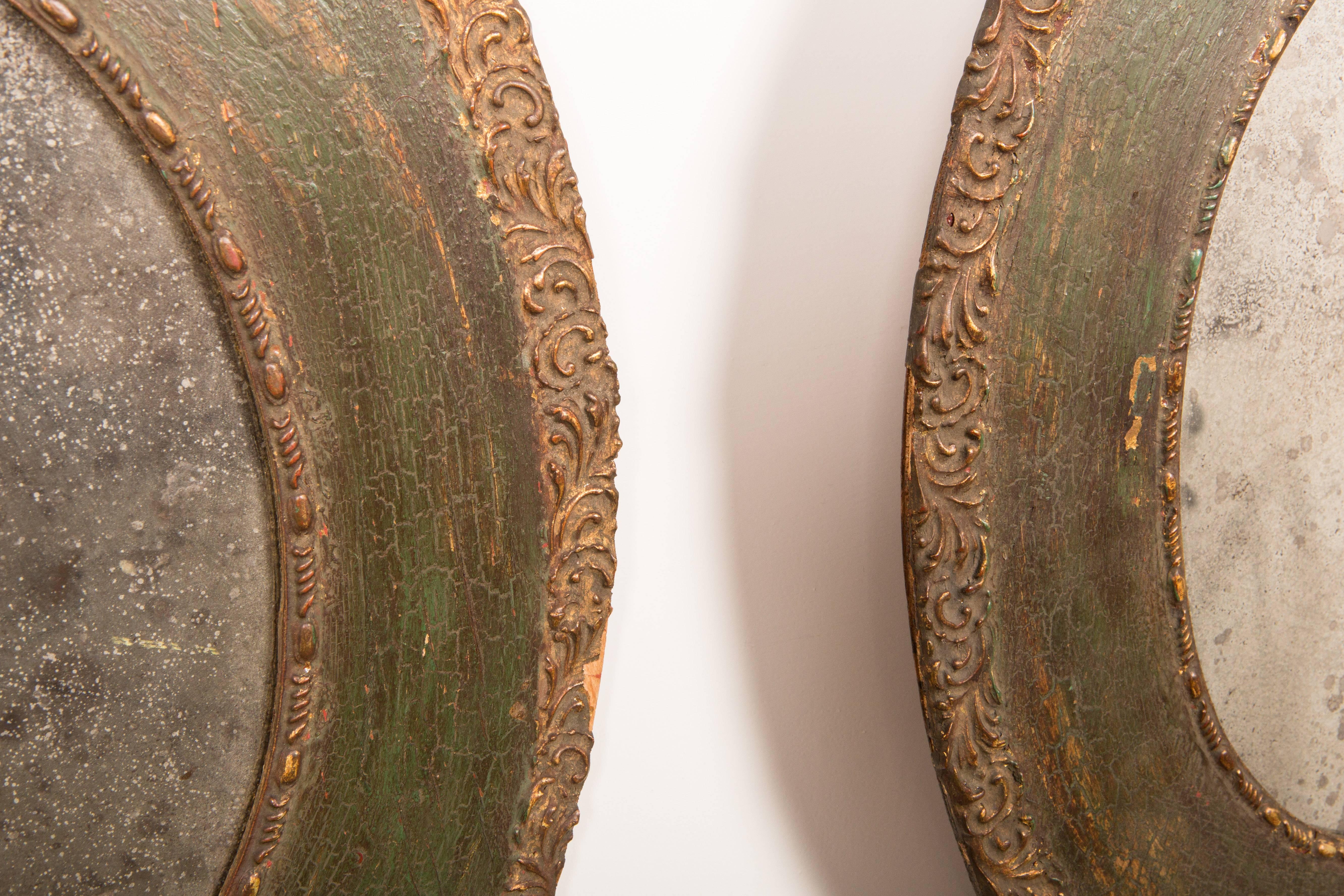 Pair of 19th-Century Antique Oval Mirrors 1