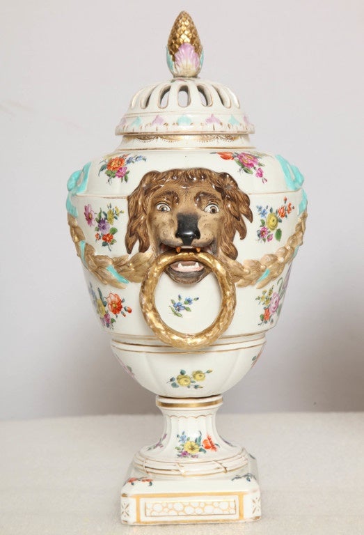 19th Century Pair of KPM Berlin Potpourri Vases