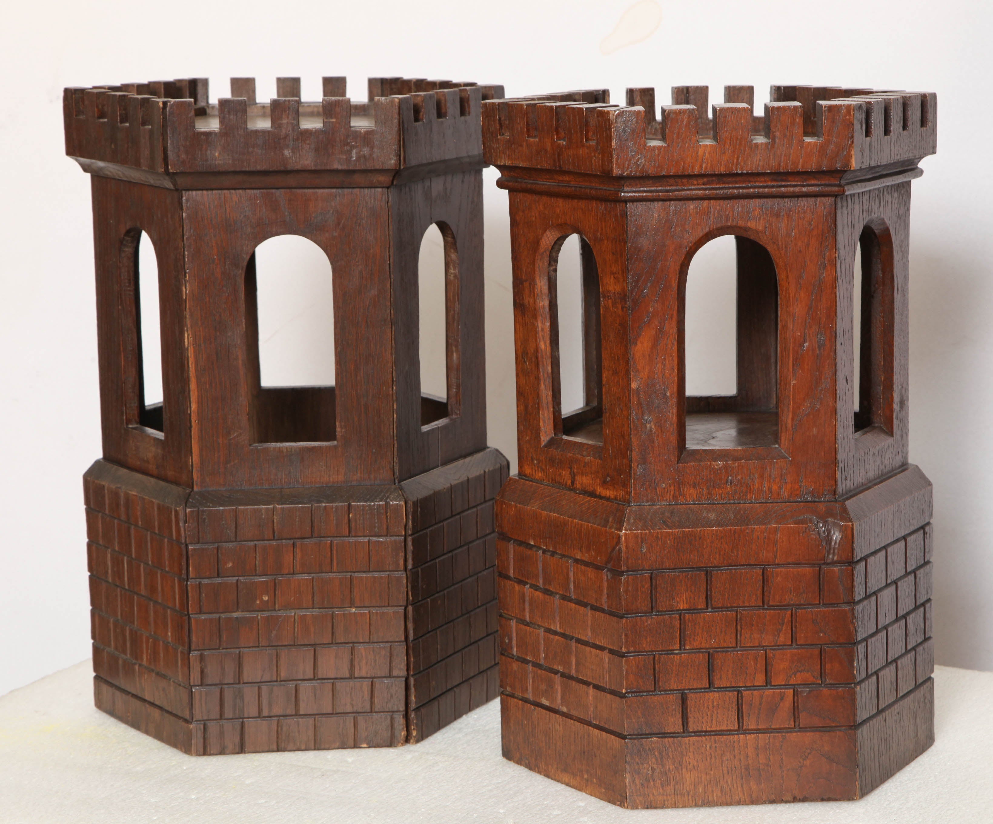 Carved Oak Castle Models 