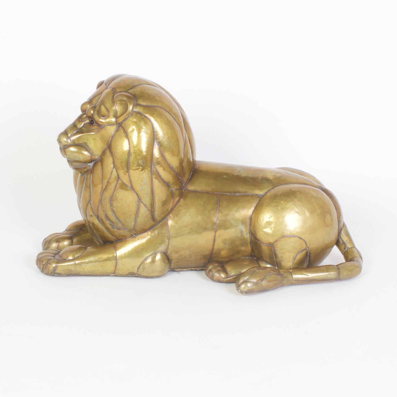 Brass Lion Sculpture by Sergio Bustamante at 1stdibs