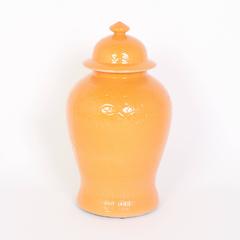 Orange Glazed Chinese Porcelain Lidded Jars