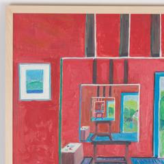 Mid-Century Oil Painting on Board Depicting an Artist's Studio