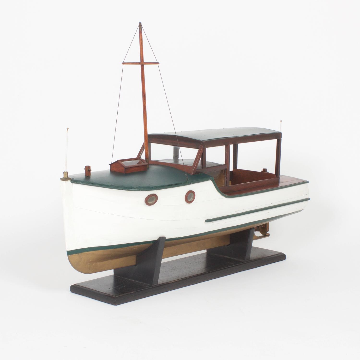 Folky Wood Model of a Cabin Cruiser For Sale at 1stdibs