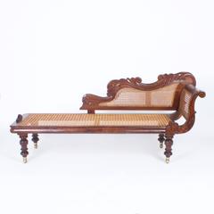 Chaise longue antica in mogano British Colonial