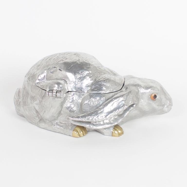 Arthur Court Cast Aluminum Rabbit Ice Bucket at 1stDibs