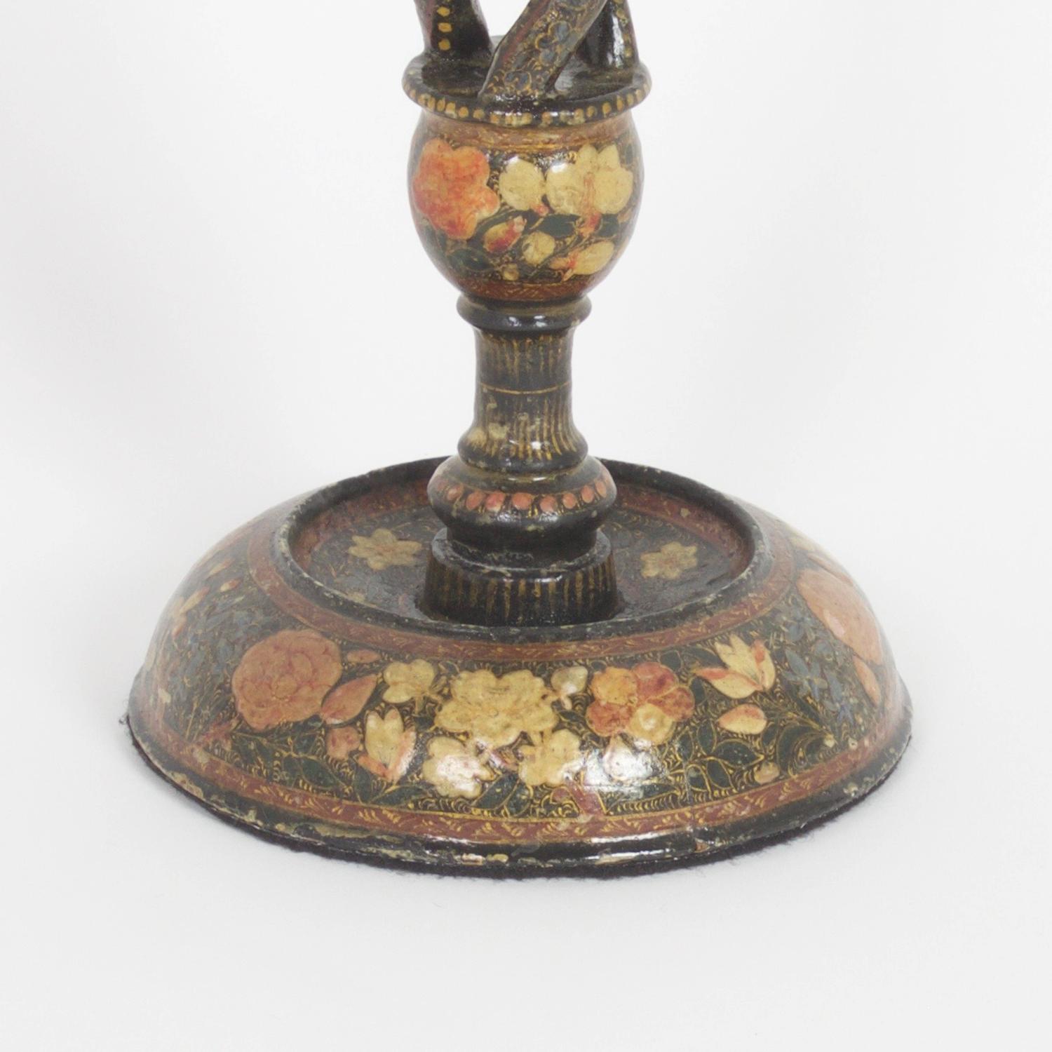 Pair of Large Antique Kashmiri Candlesticks For Sale at 1stdibs