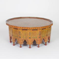 Vintage Large Hand Decorated Moroccan Cocktail or Coffee Table