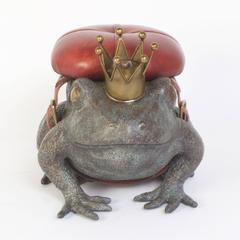Vintage Cast Bronze Frog Toad Stool