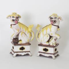 Vintage Pair of Italian Foo Dogs, in Terra Cotta
