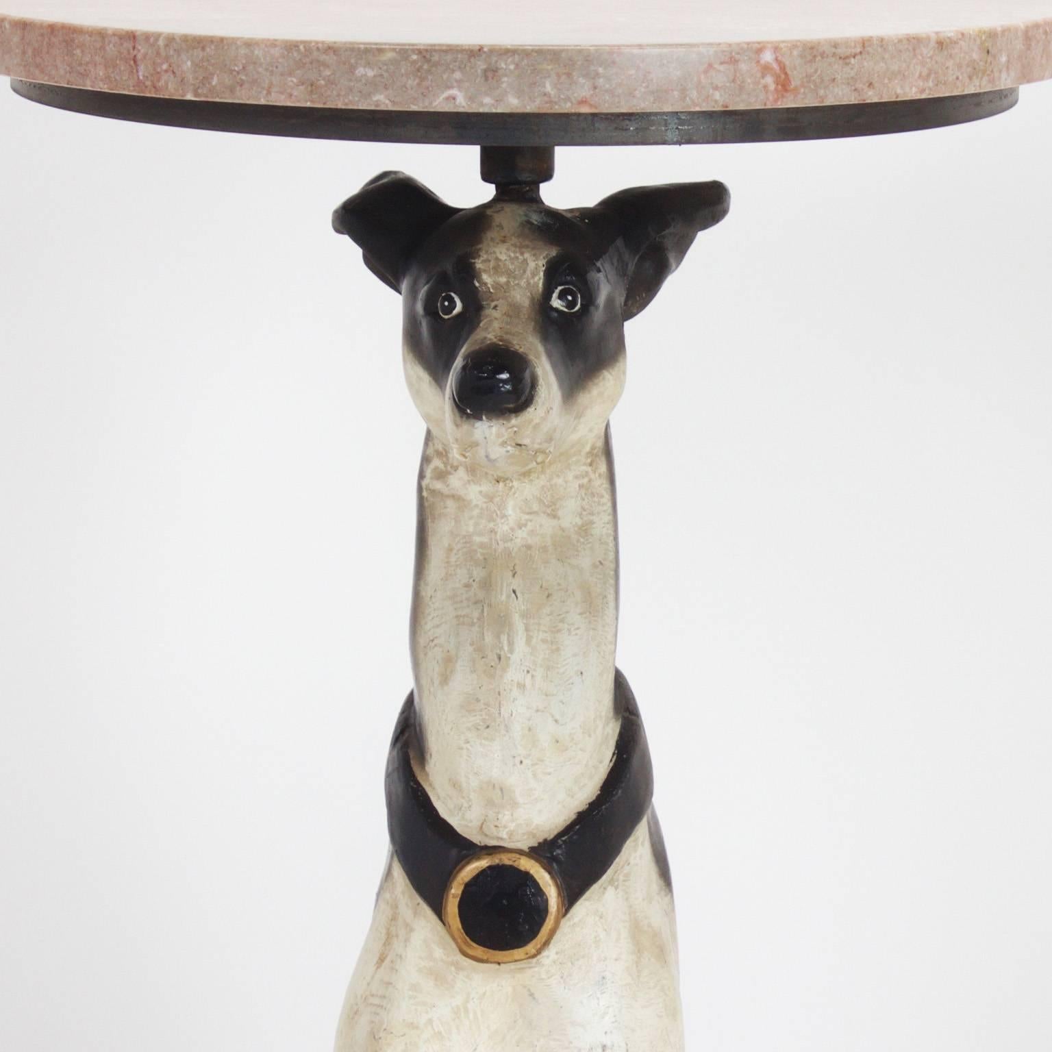 Italian Pair of 20th Century Painted Iron Whippet Hound Tables