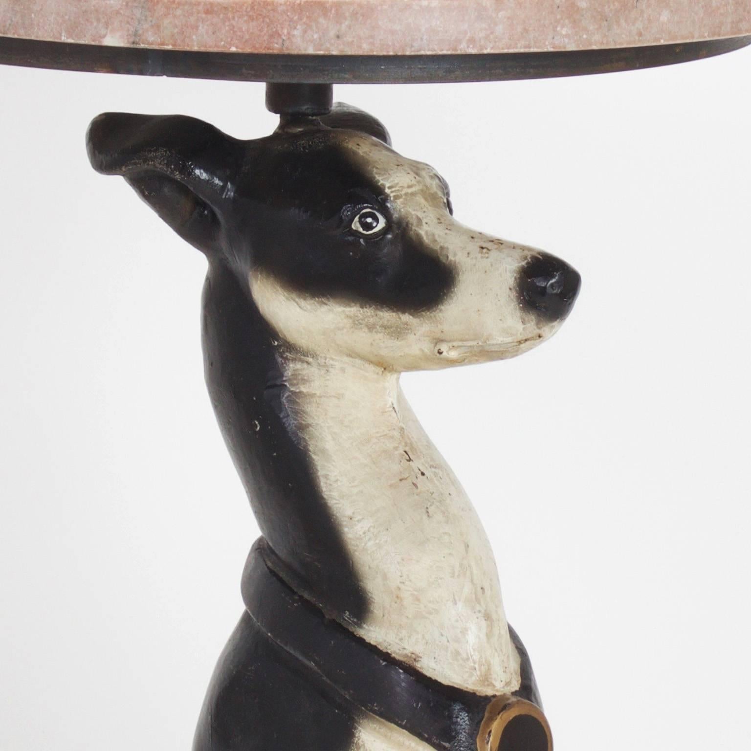 Pair of 20th Century Painted Iron Whippet Hound Tables In Excellent Condition In Palm Beach, FL
