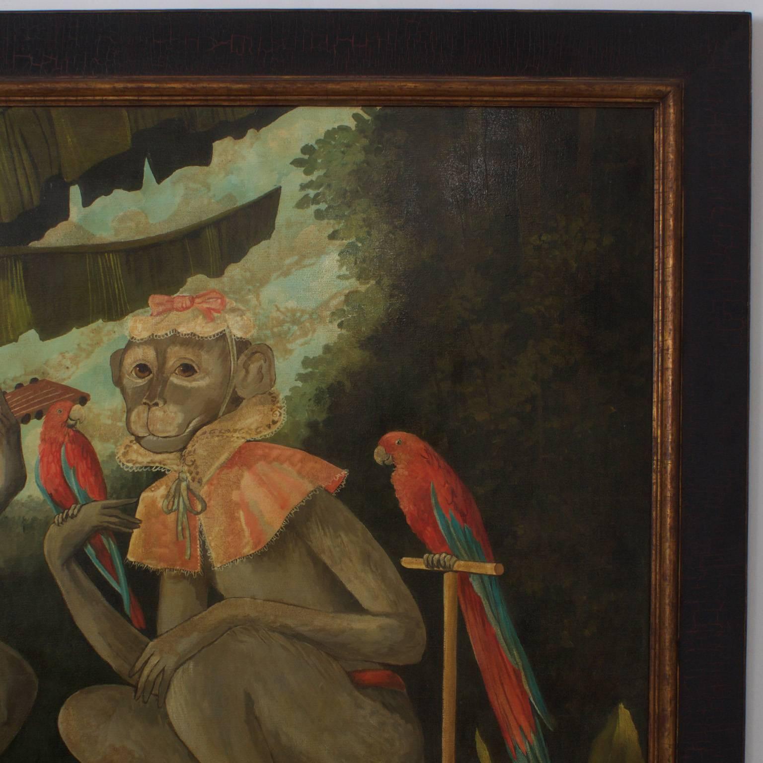 Mid-Century Modern Painting of Two Monkeys by William Skilling