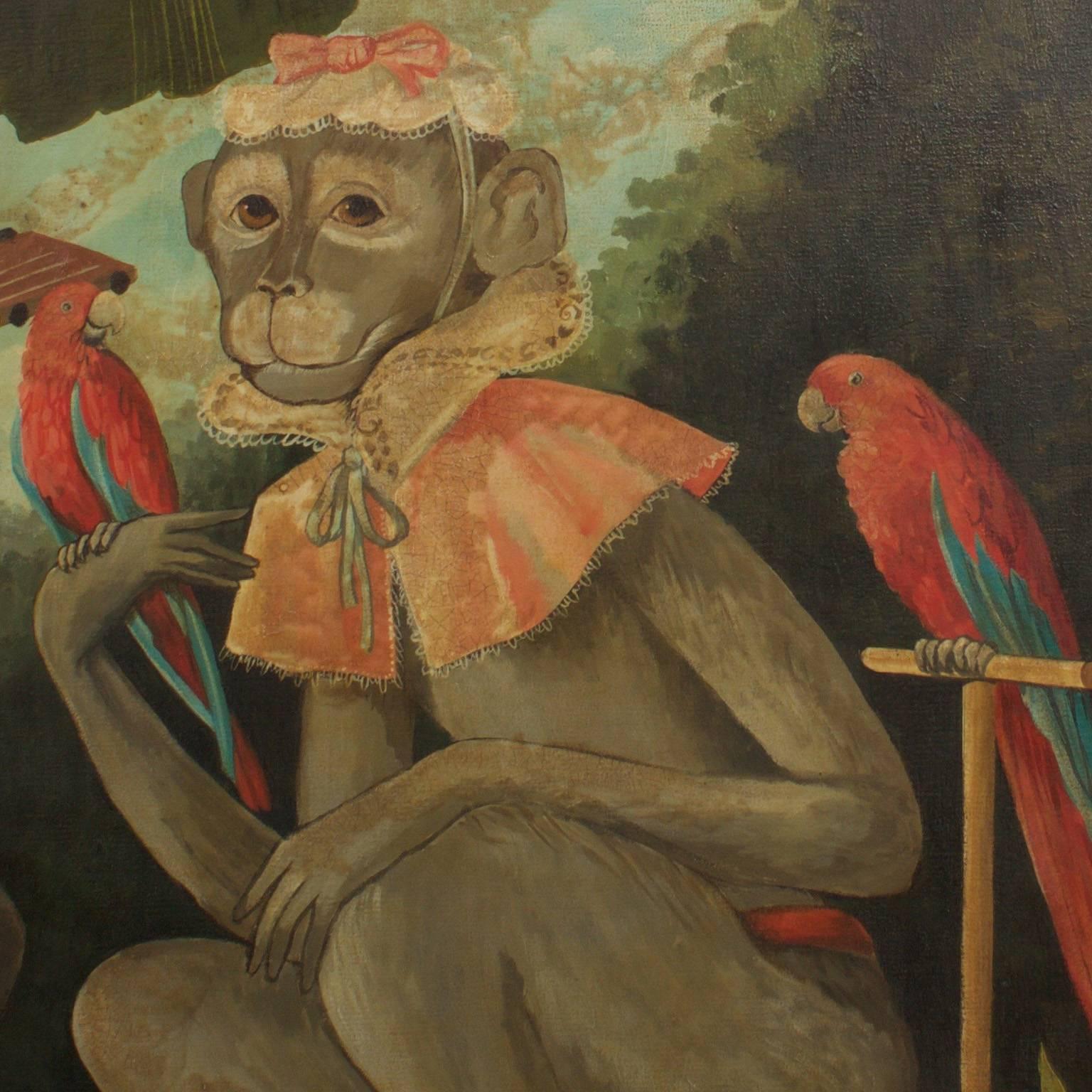 two monkeys painting