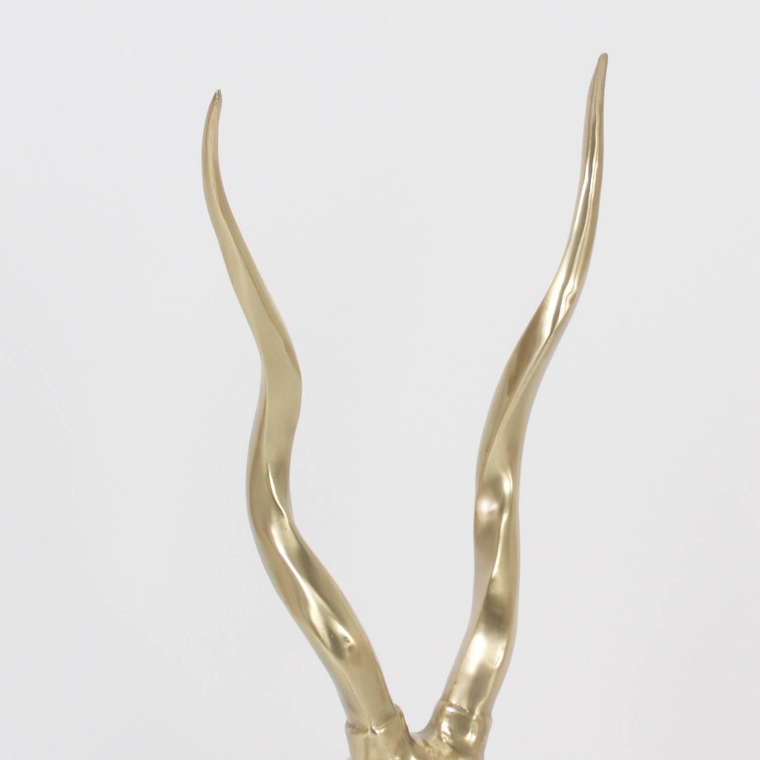 20th Century Pair of Modern Brass Gazelle Sculptures