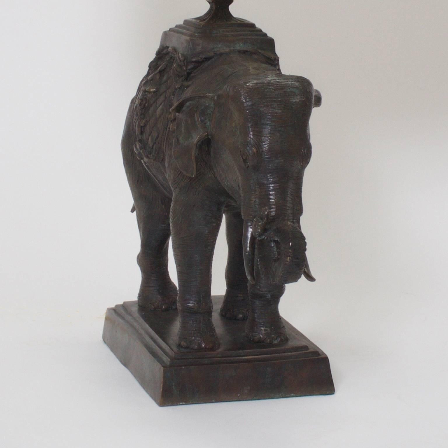 American Pair of Mid-Century Bronze Elephant Table Lamps
