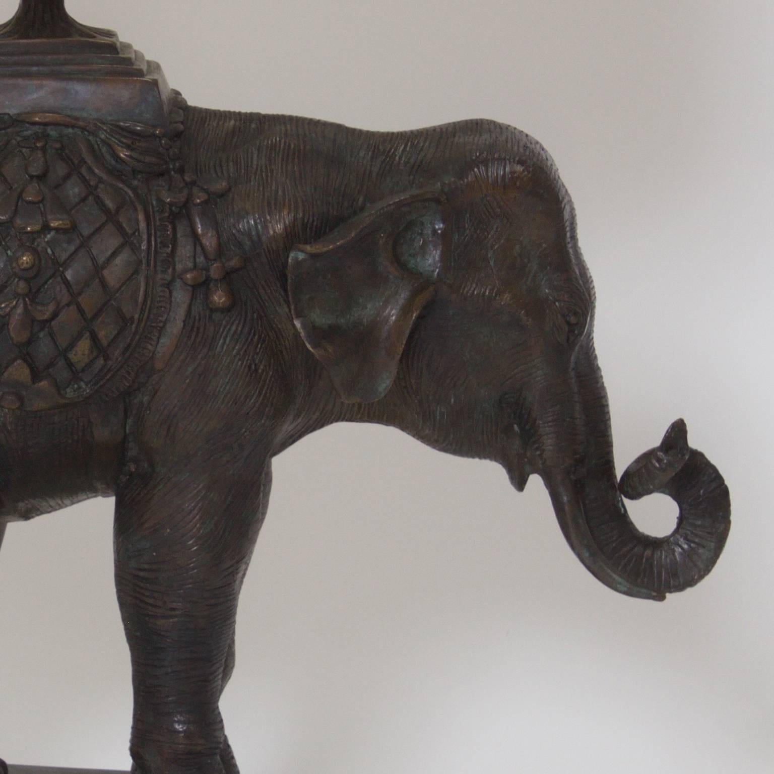 Pair of Mid-Century Bronze Elephant Table Lamps In Excellent Condition In Palm Beach, FL
