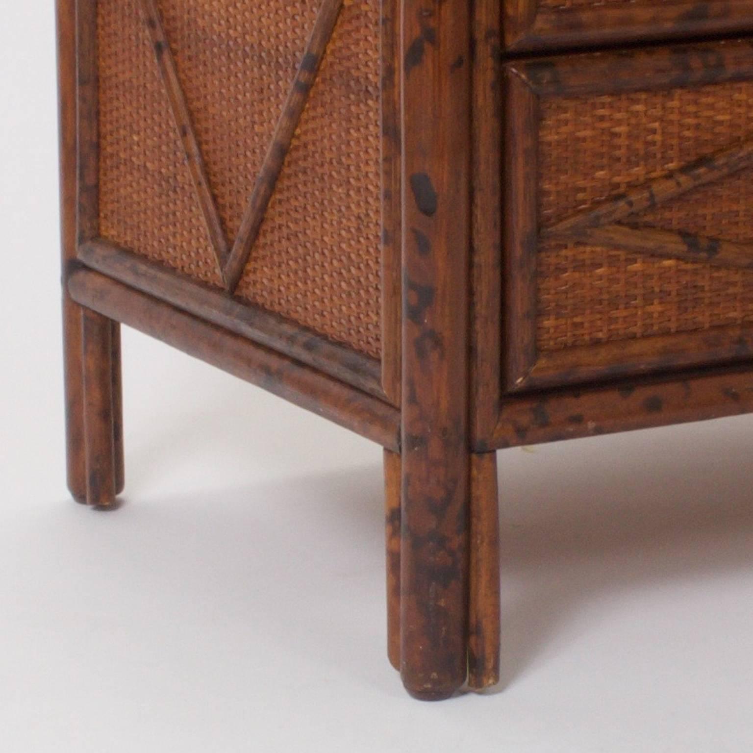 Pair of Mid-Century Faux Bamboo Nightstands 2