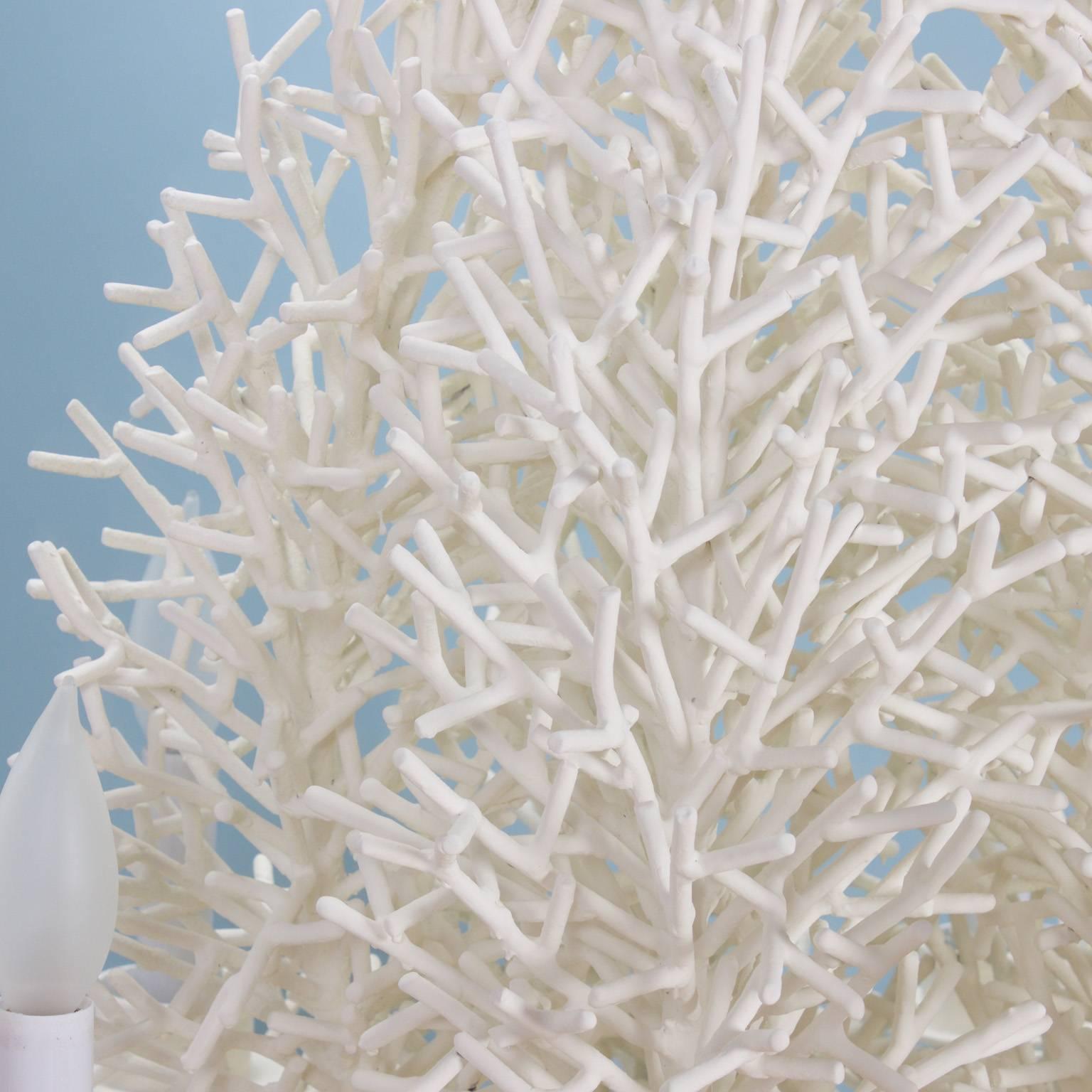 Mid-Century Modern Large White Faux Coral Chandelier