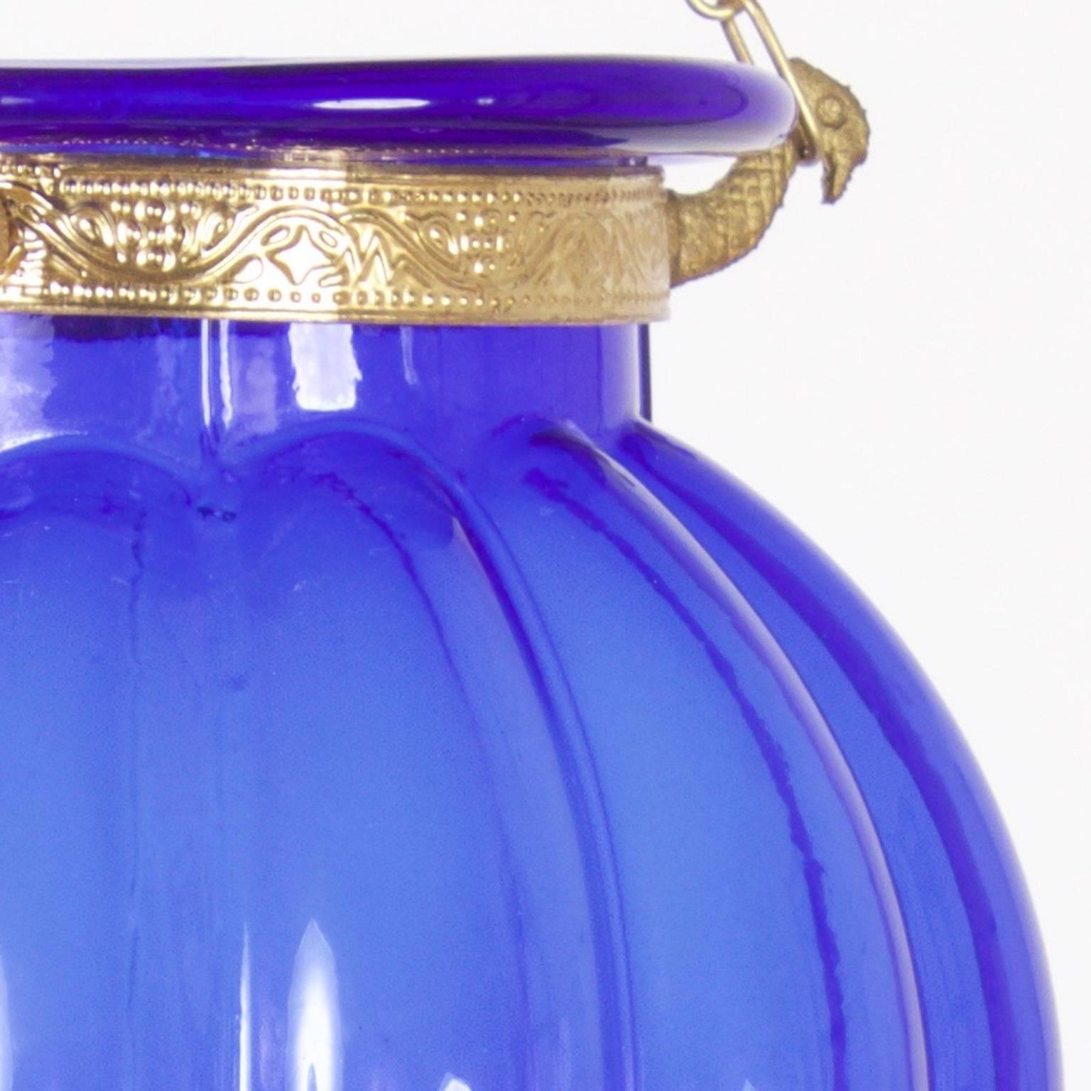 20th Century Anglo-Indian Blue Glass Bell Jar