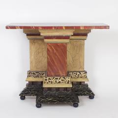 Pair of Italian Antique Faux Marble Consoles